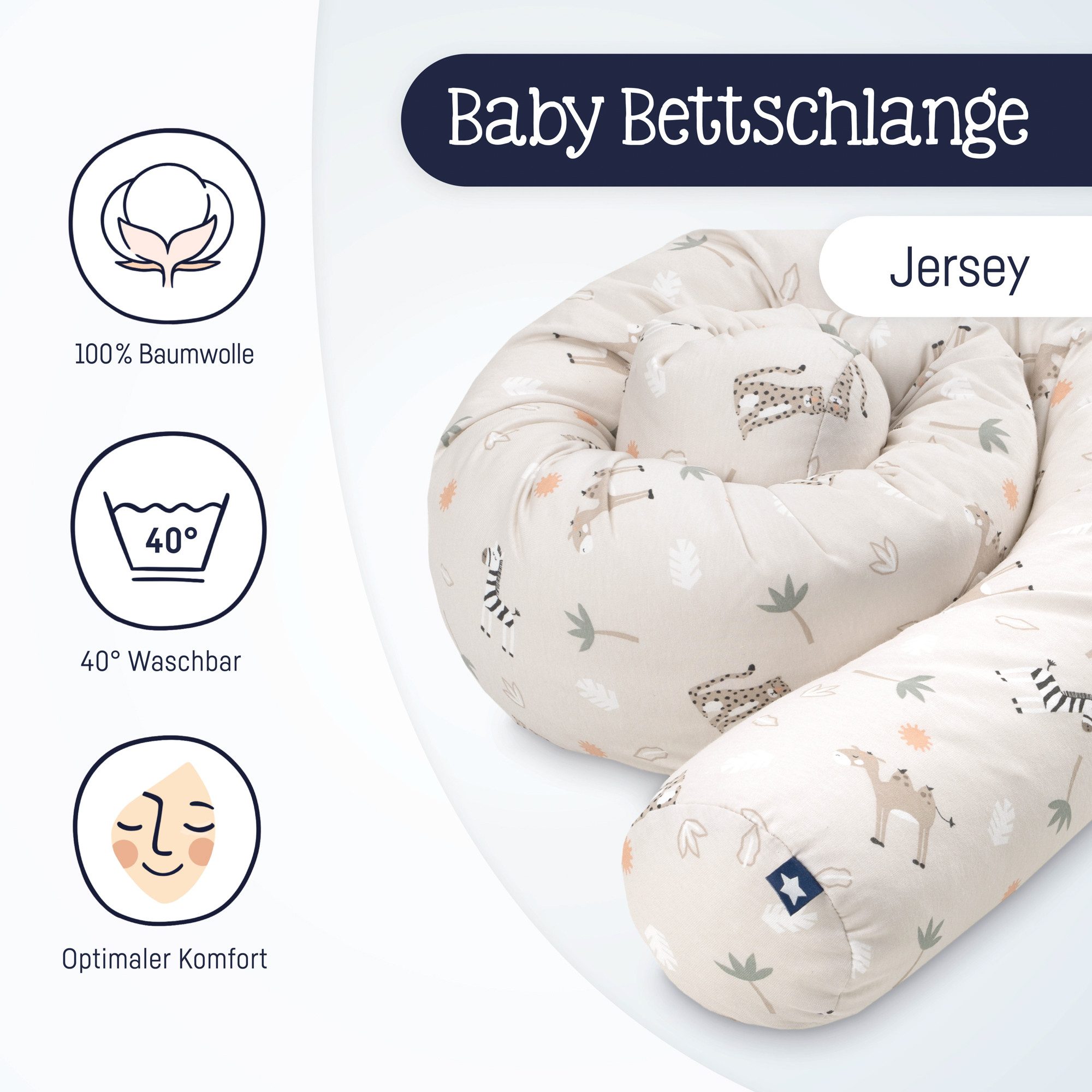 Julius Zöllner Kuschelnest Savanne beige Bettschlange Jersey 180, (1-tlg), Babynestchen