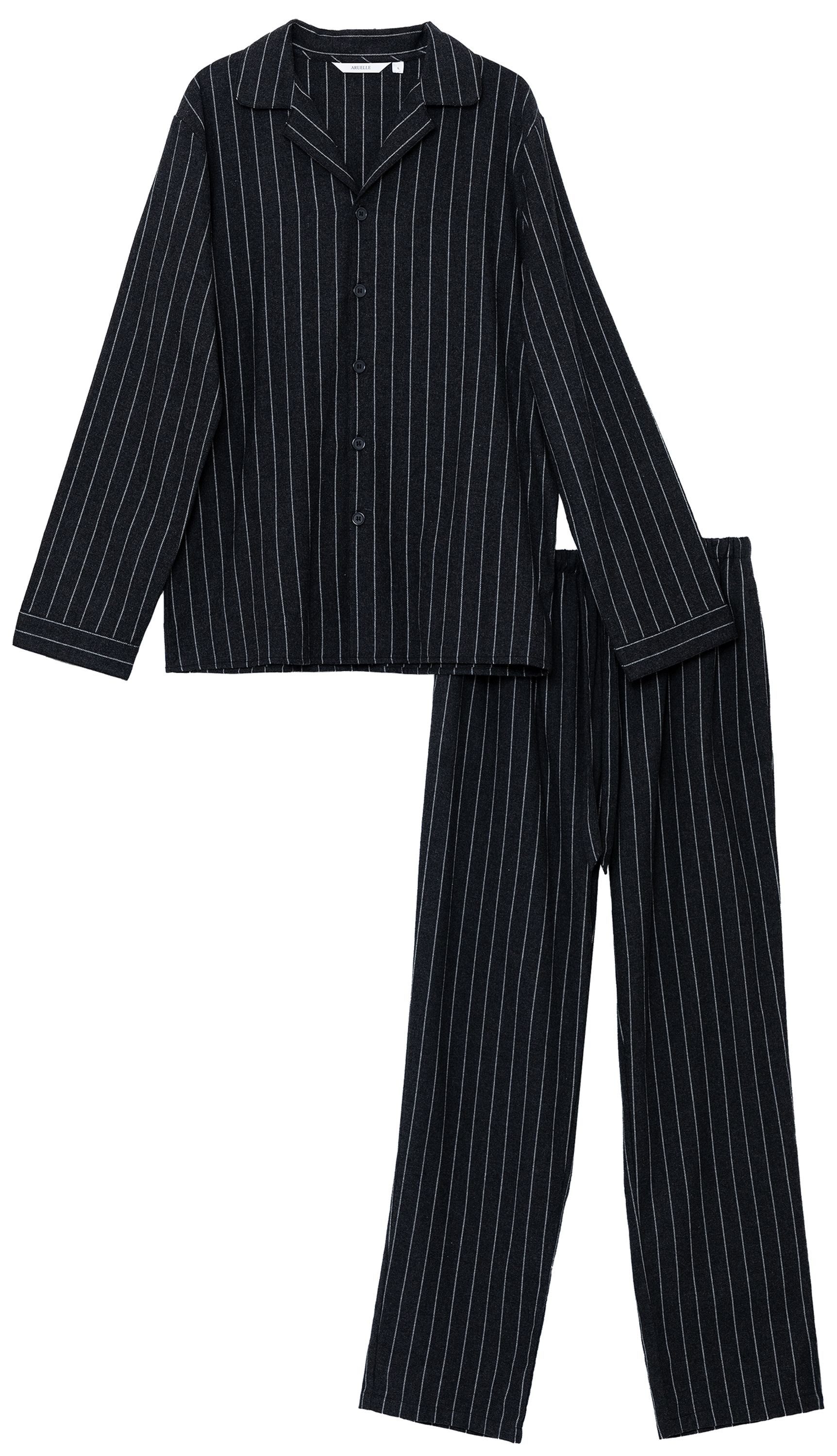 Aruelle Schlafanzug Exquisite Calm (Set, 2 tlg., 2-teilig) Herren Pyjama 2-teilig lang Webflanell Baumwolle Langarm geknöpft