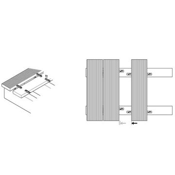 EisenRon.de Terrassendielen Terrassenbefestigung unsichtbar ca. 3 qm auf Holz - UK mit 100 Clips, 3,00 m², BxL: je 1,8x8 cm, 9,00 mm Stärke, (Sparset, 100-St., Komplettset), Glasfaserkunststoff