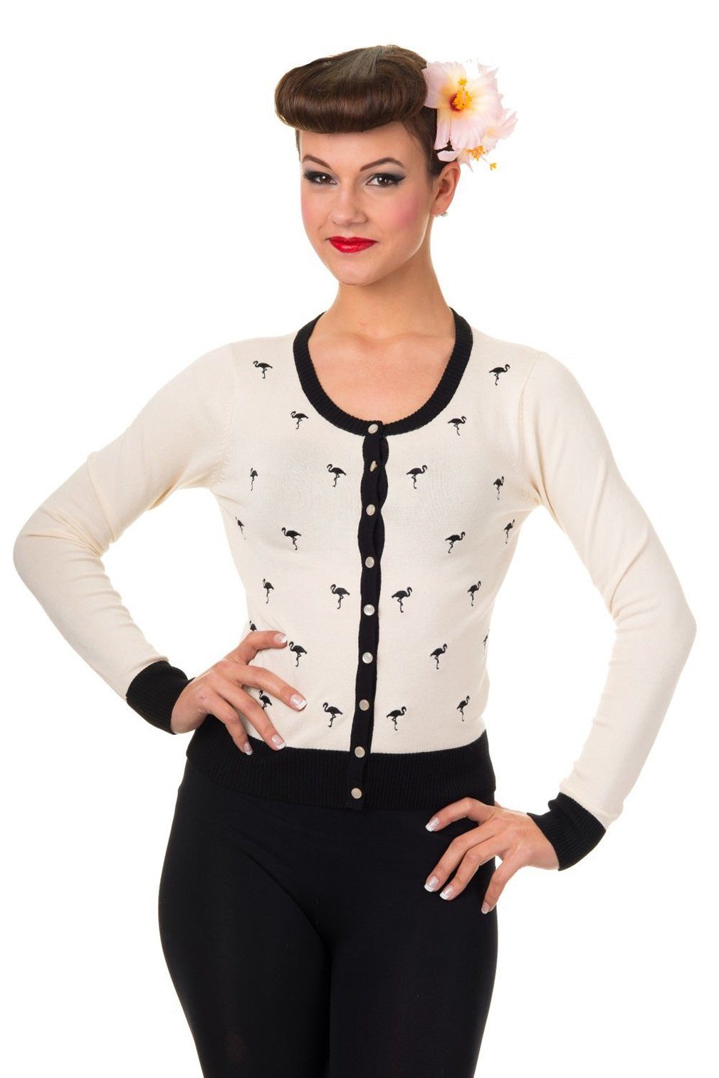 Banned Strickjacke Golden Touch Flamingo Retro günstig online kaufen
