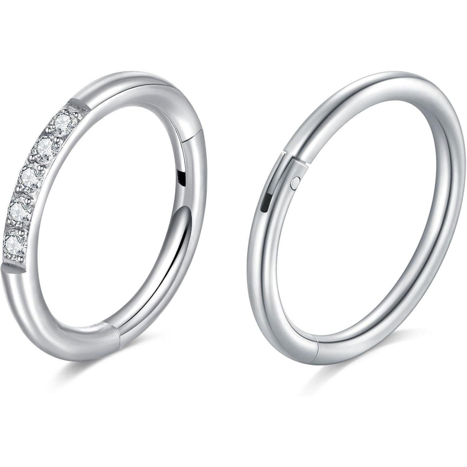 Nasenpiercing Nasenring Hoop Clicker 16G Edelstahl Septum Helix Silber Cz