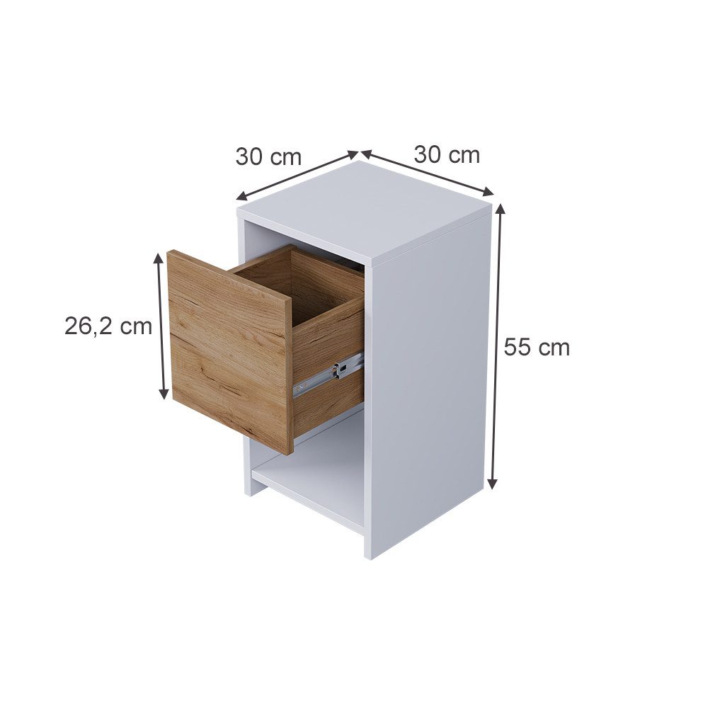 Vicco Nachtschrank Evo, Weiß/Goldkraft Eiche, 30 günstig online kaufen