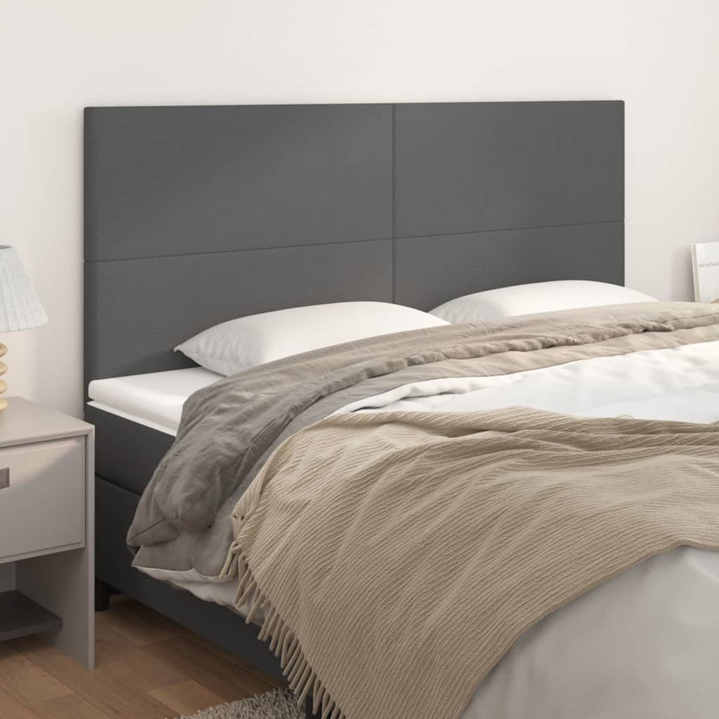 vidaXL Bett Kopfteil Grau 160x5x118/128 cm Kunstleder (1-tlg)