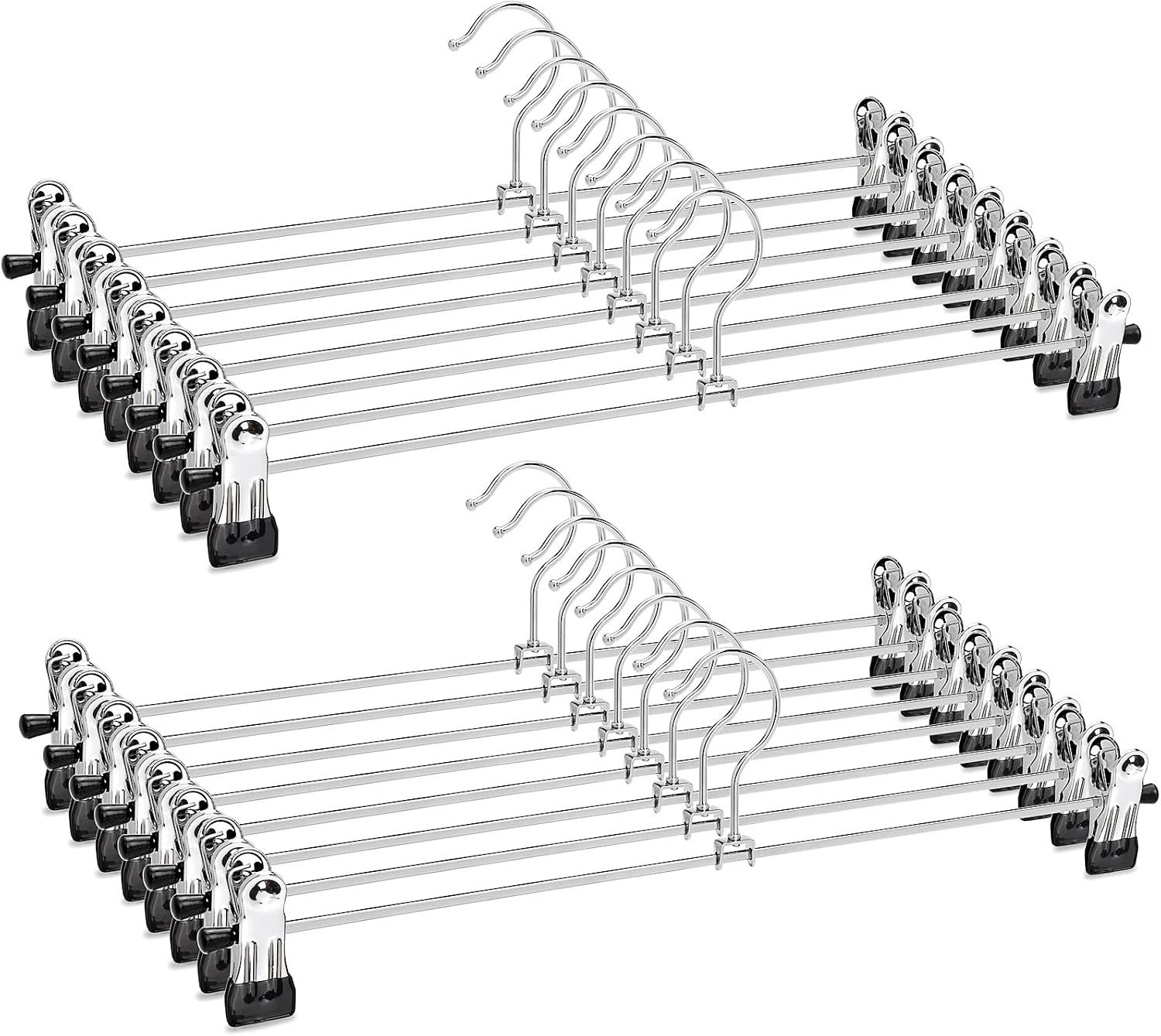 JEOBEST Kleiderbügel Hosenbügel Metall, mit verstellbaren Clips Hosenbügel, (30-tlg), (30-tlg) L 28.5cm, Für Kinderkleidung geeignet