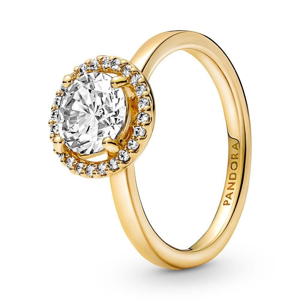Fingerring PANDORA Strahlenkranz Ring für Damen mit Zirkonia, IP Gold