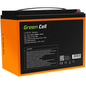 Green Cell LiFePO4 486 Wh Battery Lithium-Eisen-Phosphat-Akku 38 Ah Batterie, (12.8 V), Spannung 12.8V, Spitzenentladestrom: 150A