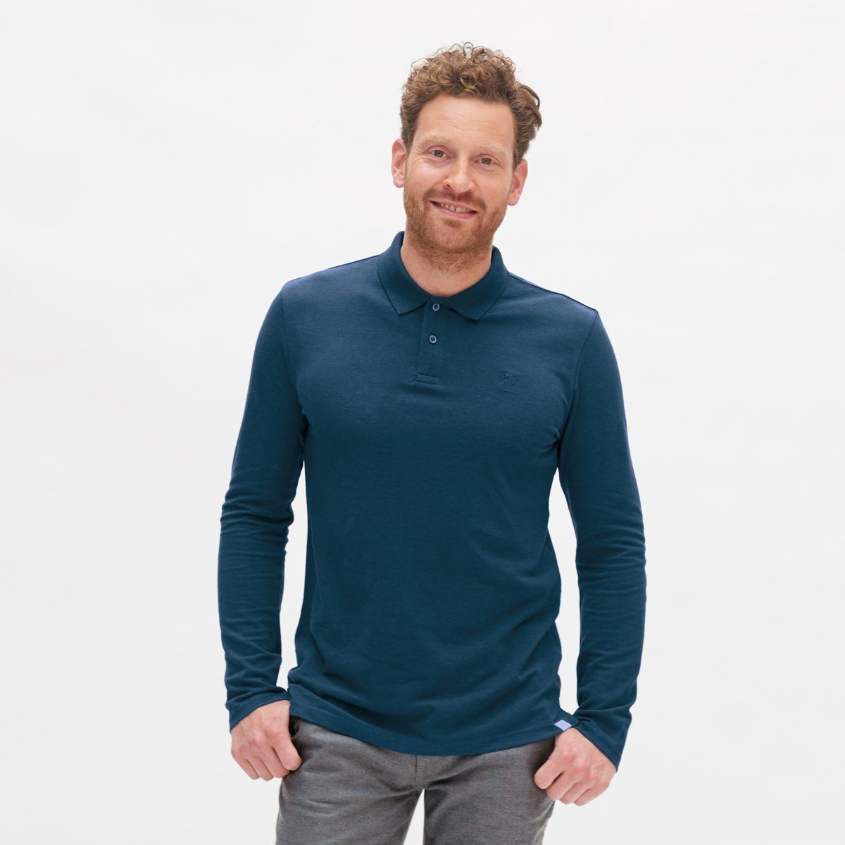 LIVING CRAFTS Poloshirt NEIL Materialmischung aus weicher Bio-Baumwolle und atmungsaktiver Bambu... Nordic Fjord