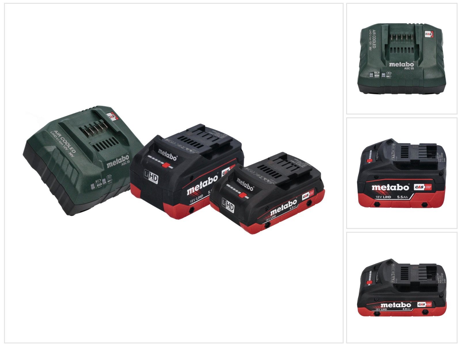 metabo Basis Set 1x LiHD Akku 4,0 Ah 18 V CAS Li-Ion Akku + 1x LiHD Akku 5,5 Werkzeug-Akku-Ladetechnik