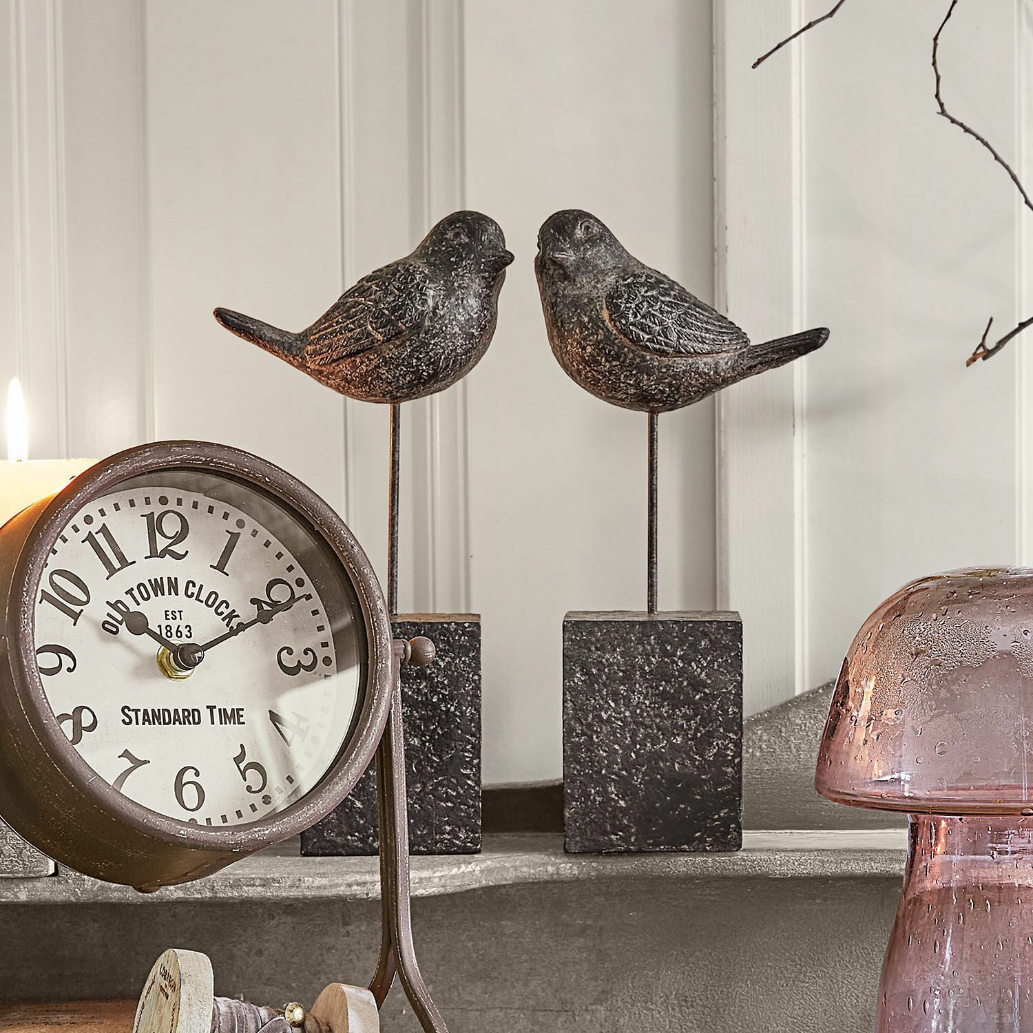 Mirabeau Dekofigur Deko-Vogel 2er Set Juxivel antikbraun