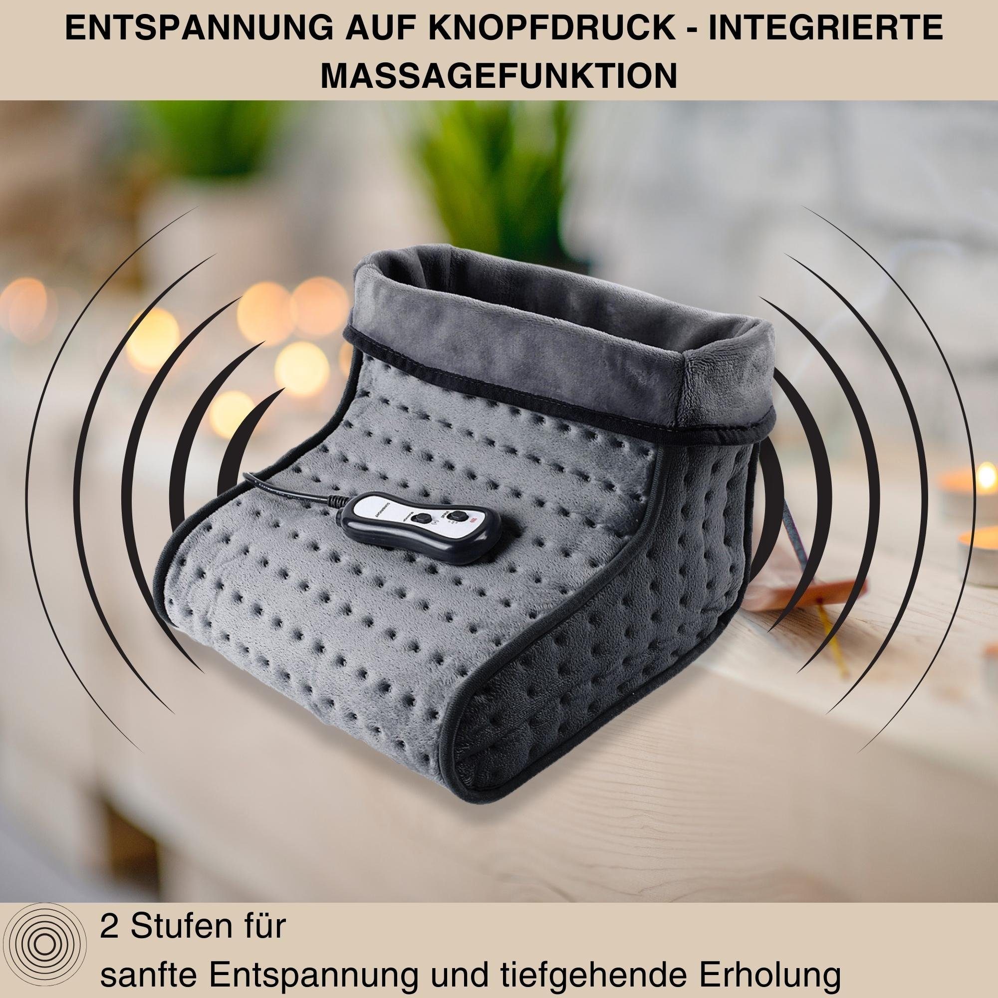 Grafner Fußwärmer Fußwärmer Massage Elektrische Fußheizung elektrisch  Wärmesack, Packung 1-tlg., 1 Teil, 2 Temperaturstufen, 2 Massagemodi,  Fernbedienung, Waschbar