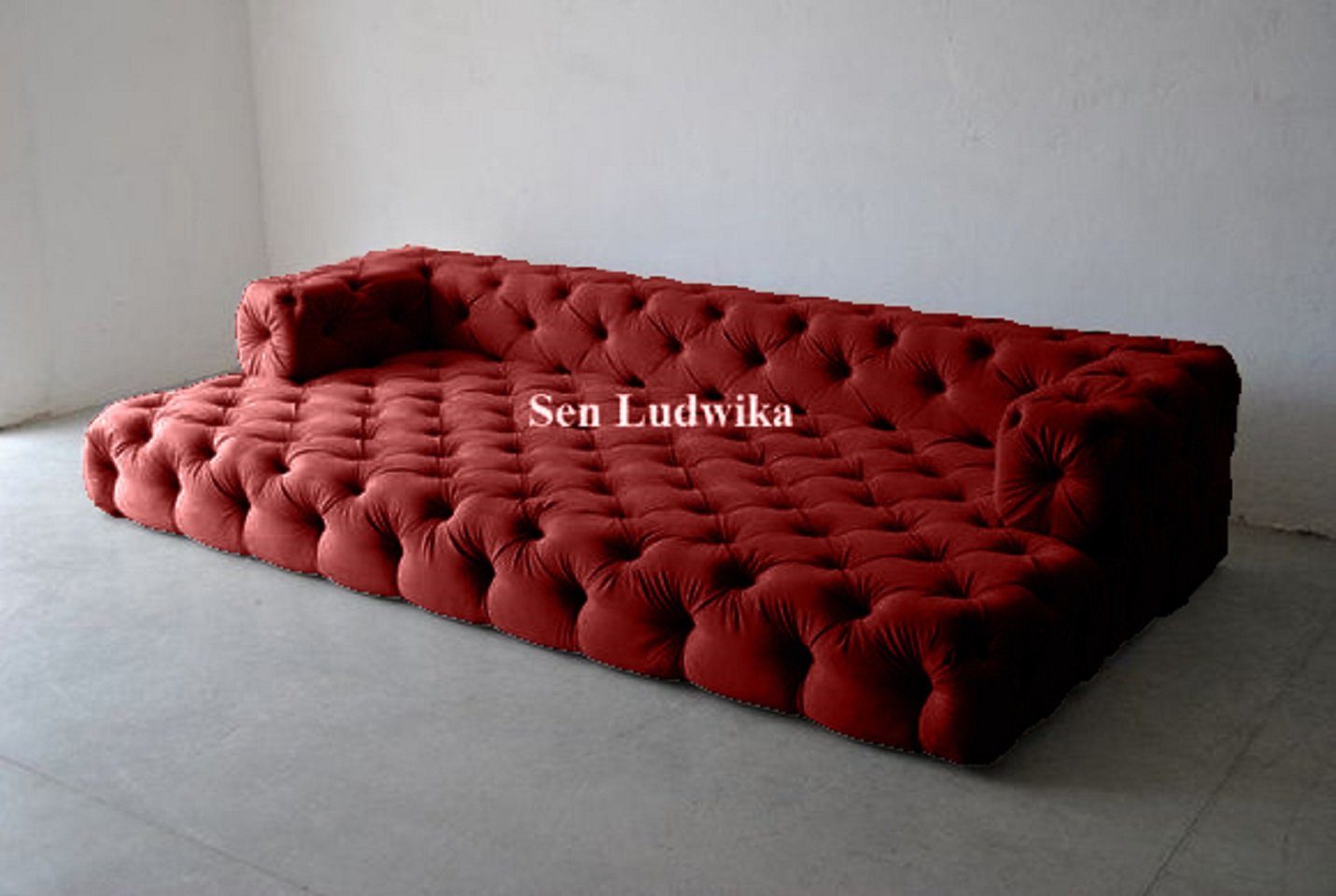 JVmoebel Big-Sofa Design Chesterfield Sofagarnitur Teile, Chesterfield-Knöpfen Mit Rot Sofa Polster Big xxl 1 5-Sitzer Sofas