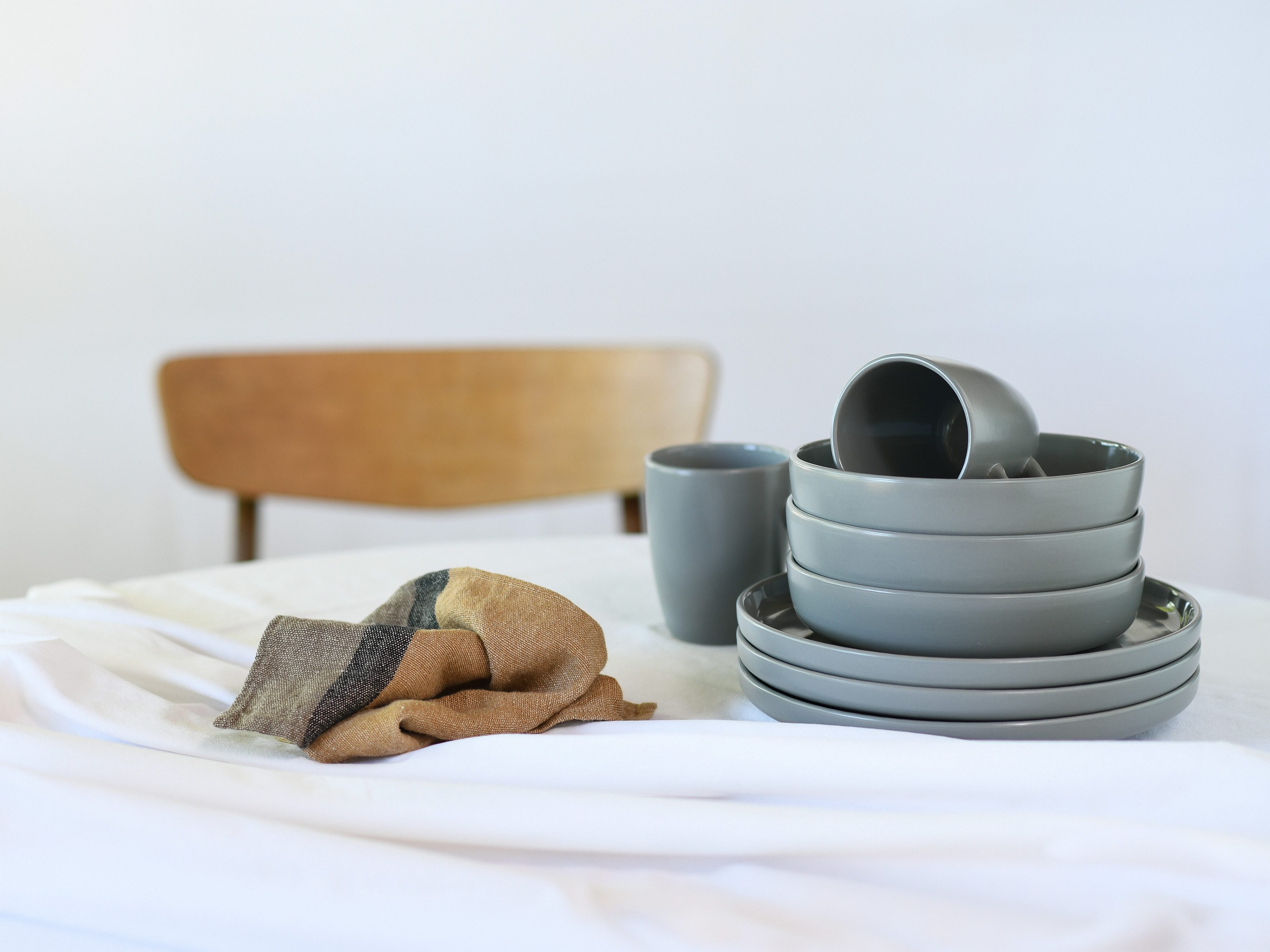 LeGer Home by Lena Gercke Kombiservice Geschirr-Set, Service LILIANE aus Steinzeug, 16 Teile für 4 Personen (16-tlg), 4 Personen, Steinzeug, skandinavische, min – Bild 4 von 5