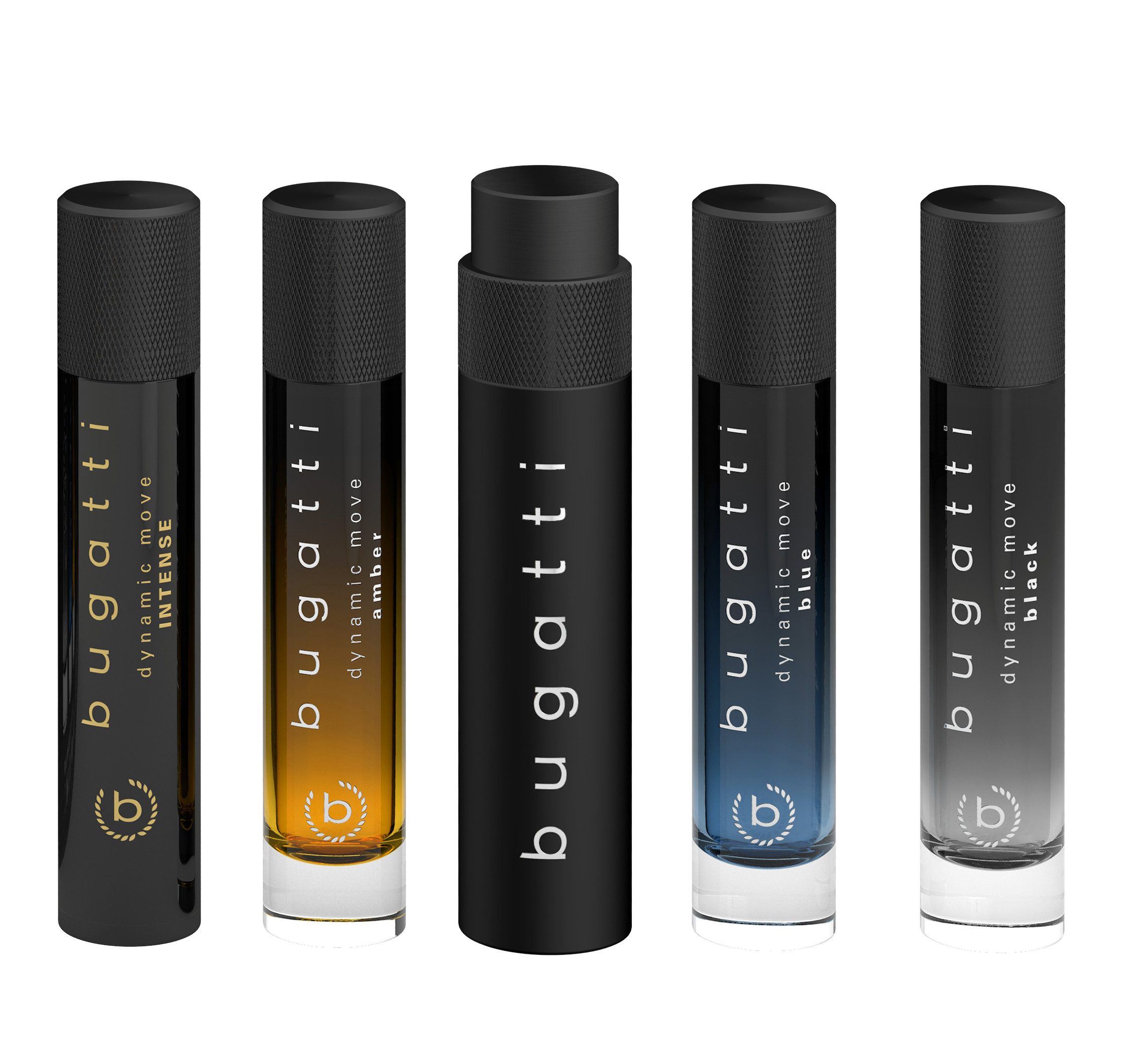 bugatti Duft-Set BUGATTI DYNAMIC MOVE FOR HIM, 4-tlg., 1x EDT Amber 15ml. 1x EDT Blue 15ml und 1x EDT Black 15ml