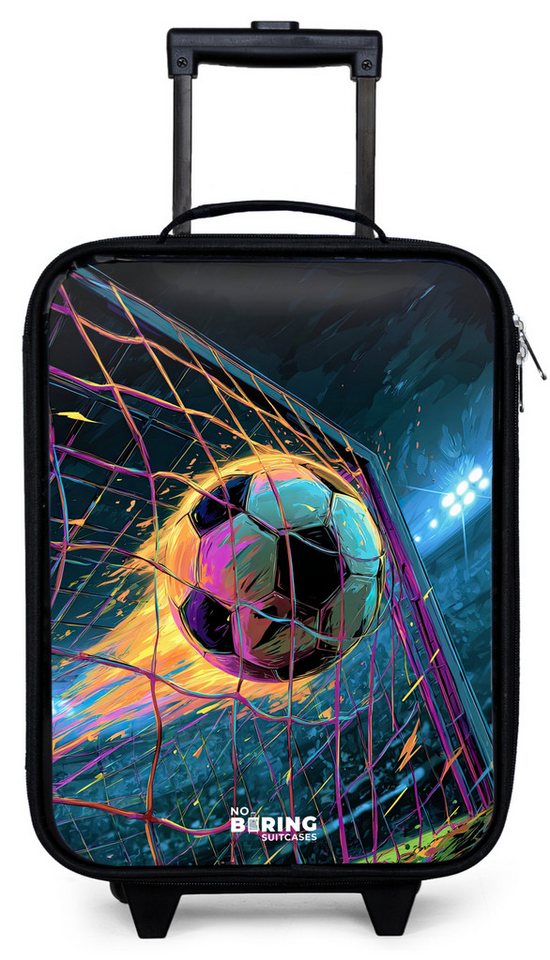 NoBoringSuitcases.com© Kinderkoffer mit leuchtende Räder - Neon - Netz - Fußball - Farbenfroh, 2 Rollen, Kinder Koffer Klein, Trolley Handgepäck, Reisekoffer