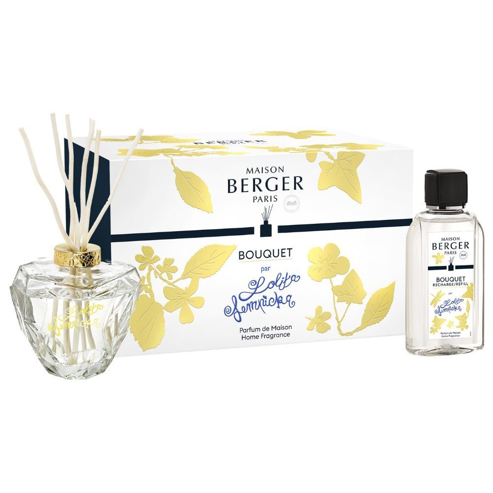 MAISON BERGER PARIS Diffuser Lolita Lempicka Set Stäbchenduft + 200ml Lolita Lempicka Refill Duft inkl. Duftstäbchen, Flacon + Duft + Stäbchen - alles inklusive und sofort einsatzbereit, Geschenkset enthält 200ml Lolita Lempicka Raumduft Diffuser Refill Klar