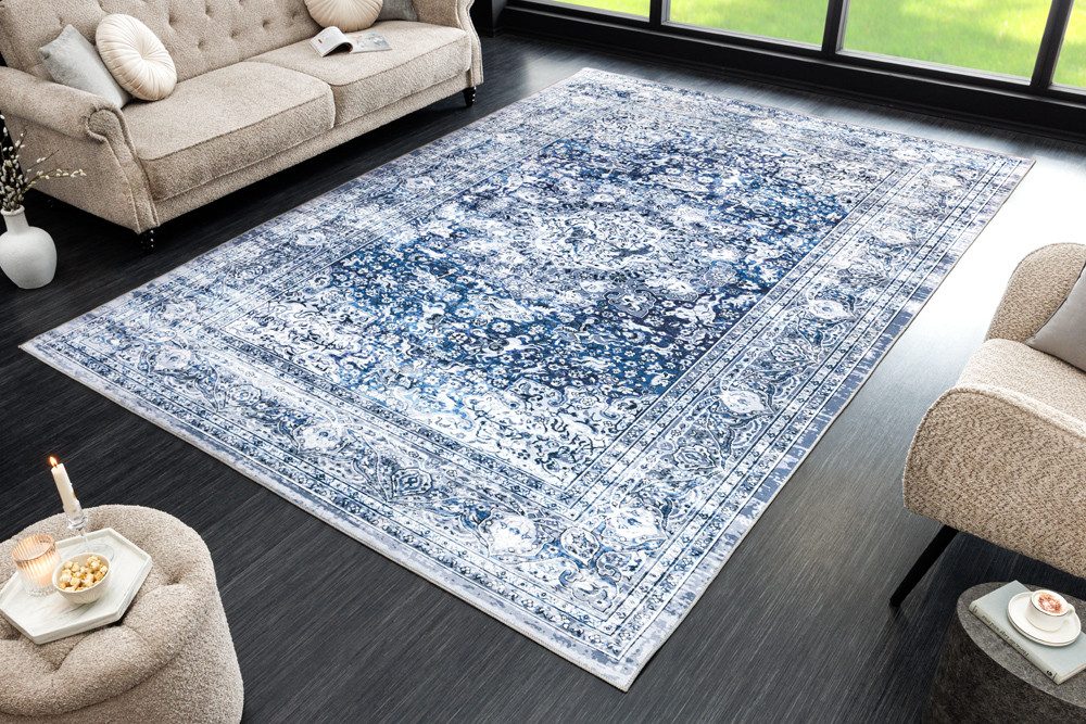 riess-ambiente Designteppich OLD MARRAKESCH 230x160cm grau blau · orientalischer Kurzflor-Teppich, rechteckig, Höhe: 8 mm, Wohnzimmer · Fußbodenheizung-geeignet · Indoor · pflegeleicht
