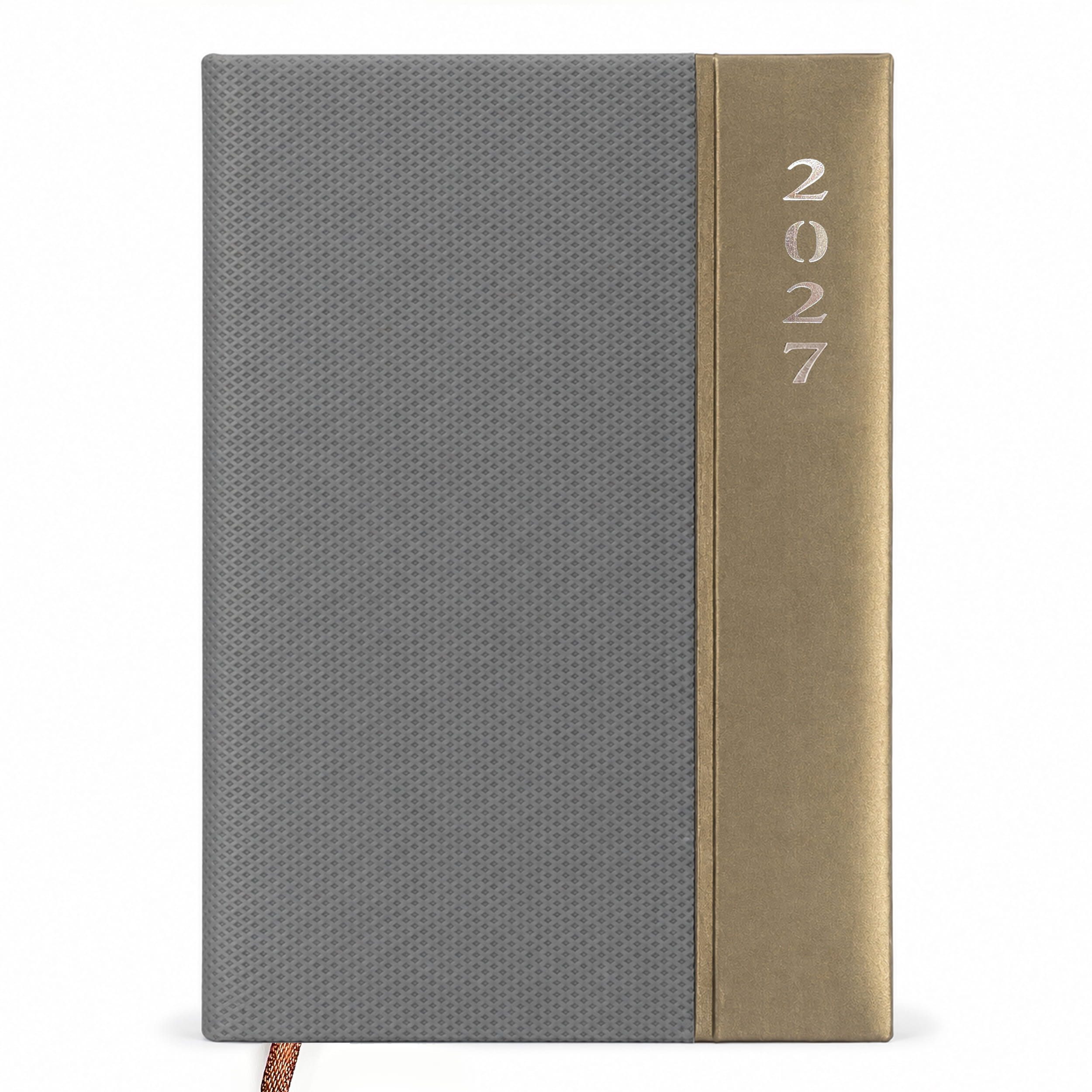 AMLI Taschenkalender Taschenkalender 2027 A6 1 Woche 2 Seiten Softtouch Grau, Softtouch-Cover, Leseband, Ferien & Feiertage, Jahresvorschau