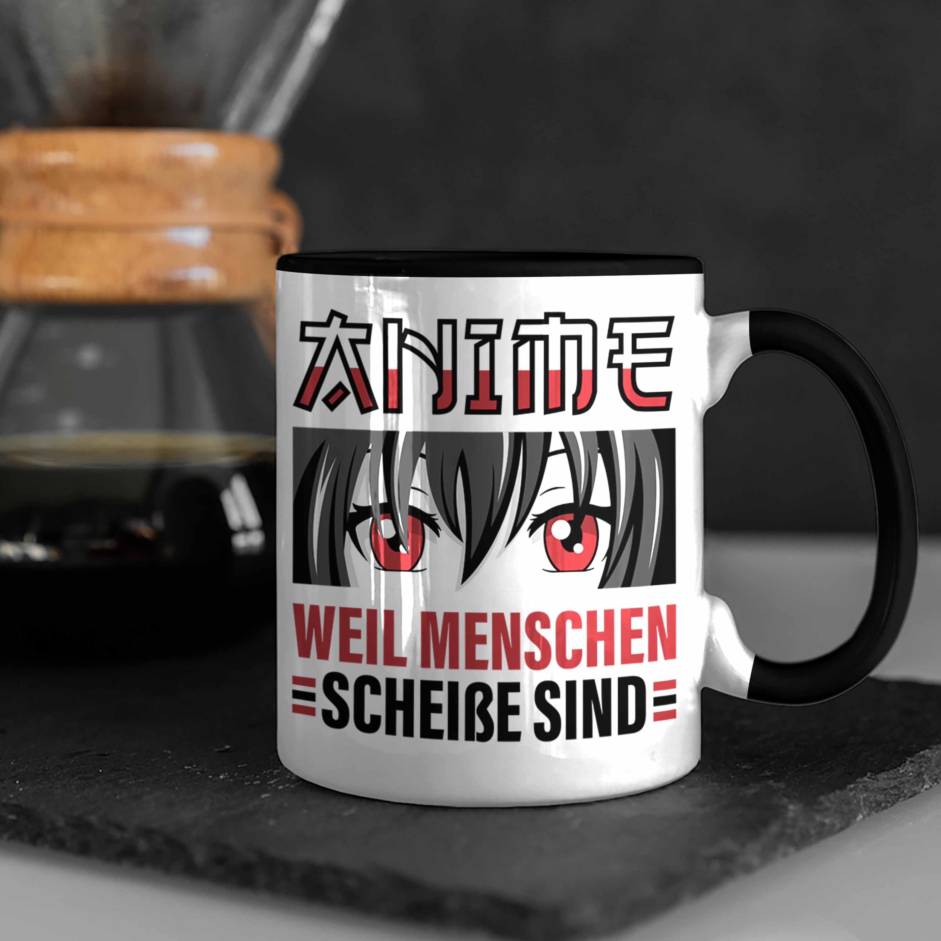 Kaffeetasse Schwarz TRENDATION Tasse Trendation Tasse Geschenk Anime Spruch