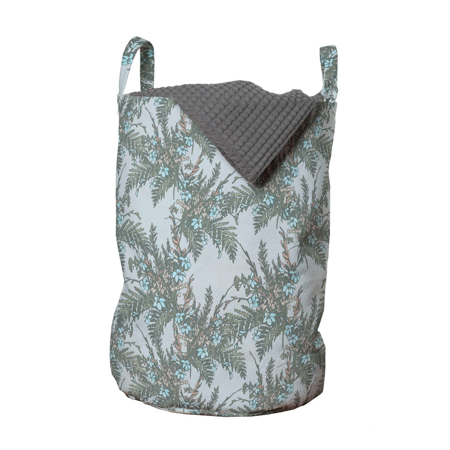 Abakuhaus Wäschesäckchen Wäschekorb mit Griffen Kordelzugverschluss für Waschsalons, Blumen Sprießenden Frühlings-Laub | Wäschesäcke