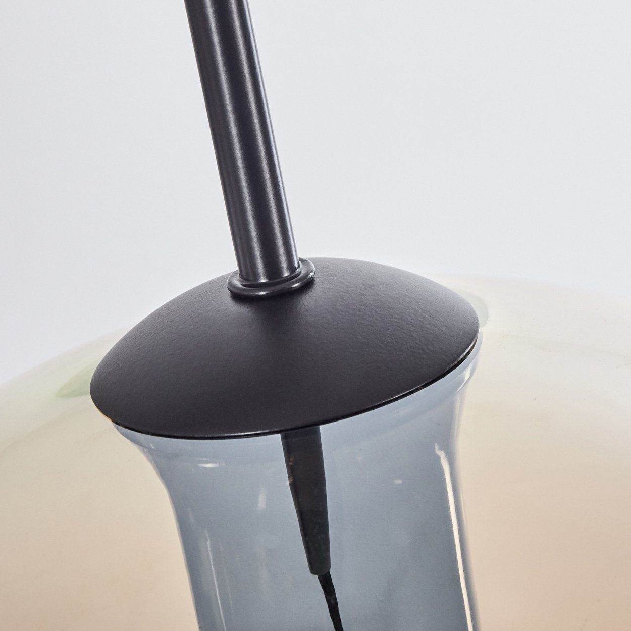 »Cesaro« Metall/Glas 3xE27 Hängeleuchte Leuchtmittel, im Design aus aus Vintage/Retro Glas mit Schirmen in Hängelampe Leuchte hofstein ohne Schwarz/Bernsteinfarben/Klar, (20cm),