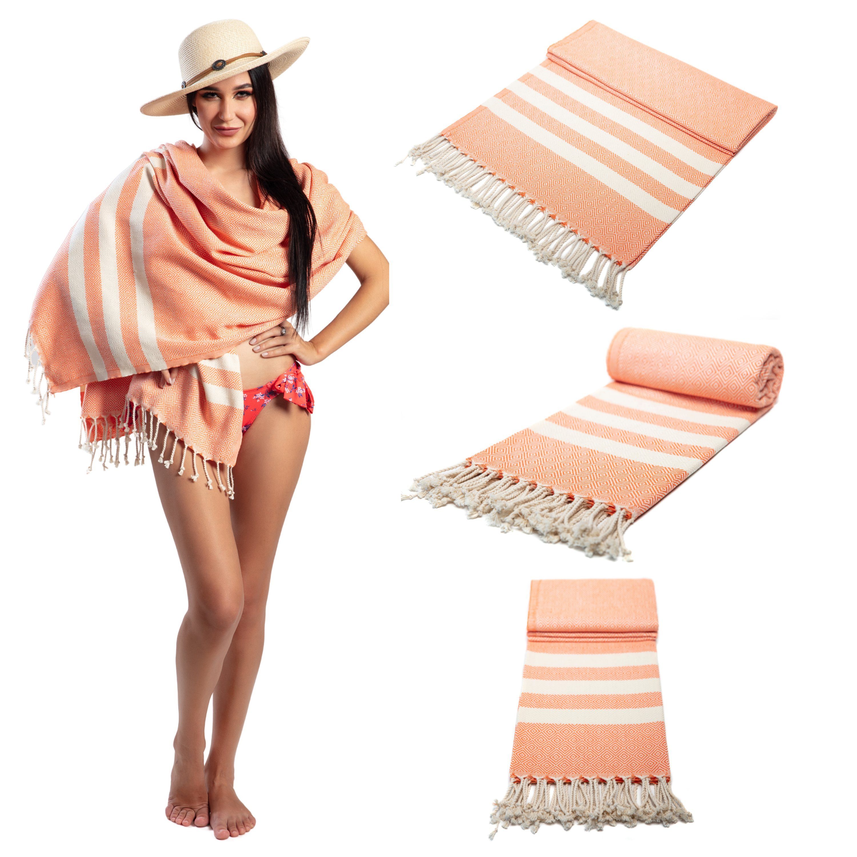 Makai Hamamtuch Pestemal Pfirsichorange, Baumwolle (1-St)