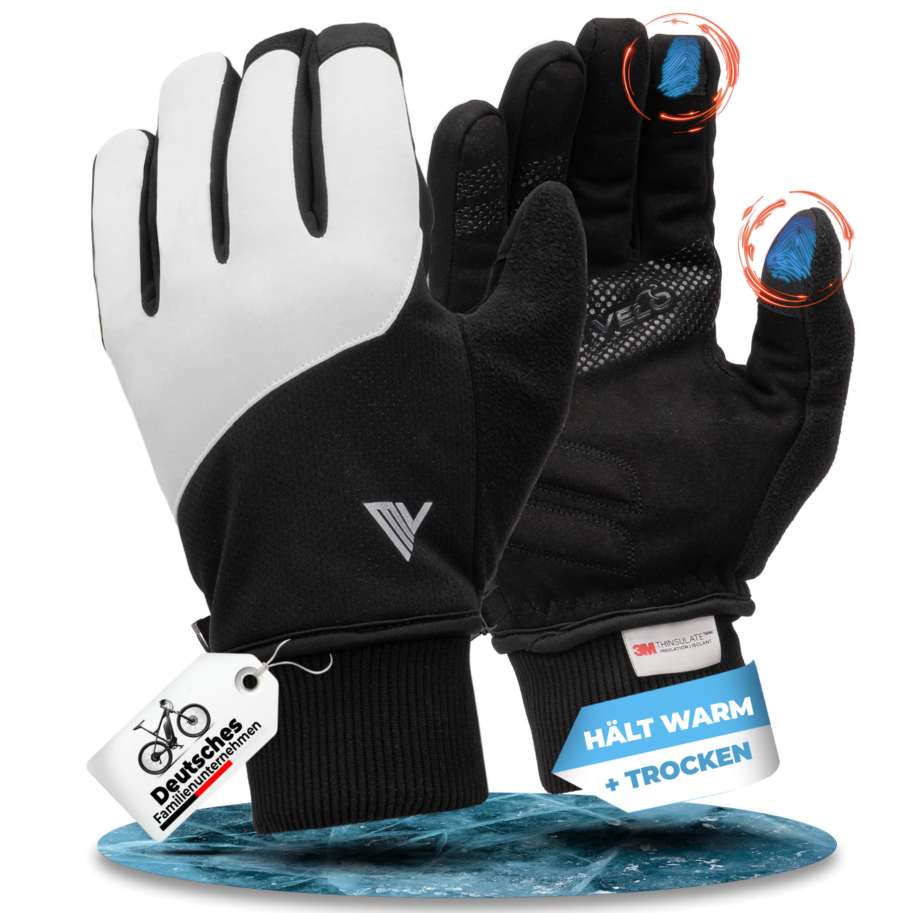 MIVELO Fahrradhandschuhe warme Winterhandschuhe Перчатки Winter mit Thermo-Fleece wasserfest 3M-Thinsulate