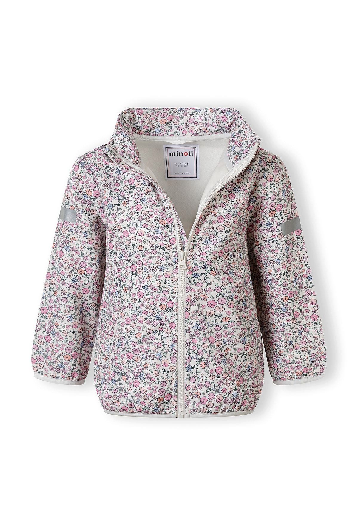 MINOTI Softshelljacke für Mädchen mit abnehmbarer Kapuze Blumenprint – Bild 4 von 5