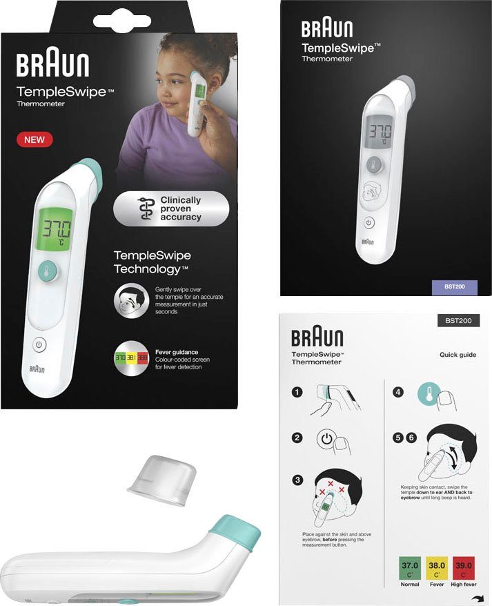 Braun Fieberthermometer TempleSwipe™ und Erwachsene Altersgruppen​: Stirnthermometer​ Kinder alle BST200, Geeignet Säuglinge, - für