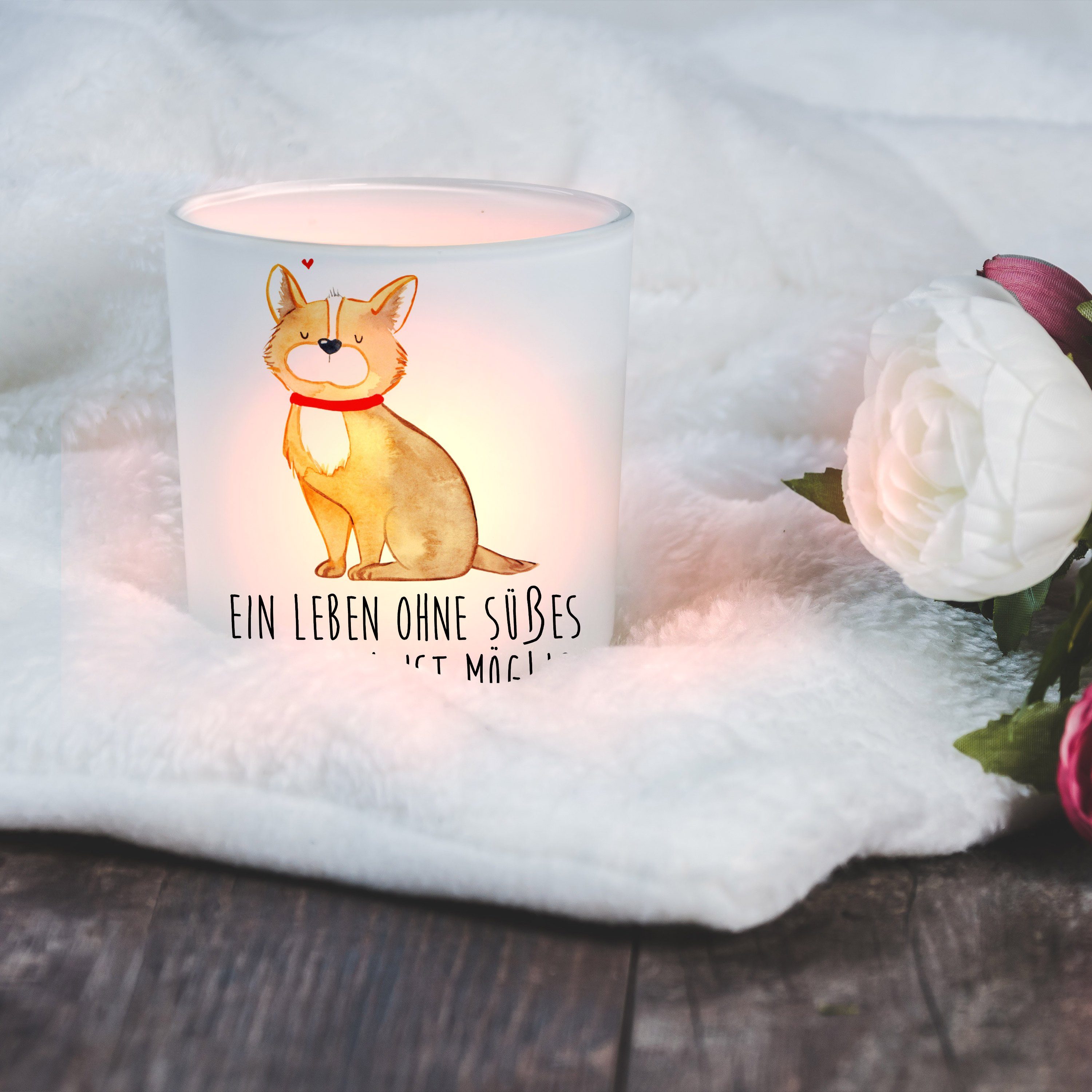 Mr. & (1 Kerzenlicht, Mrs. Transparent - - Geschenk, St) Hund Hundeglück Tierliebhaber, Panda Windlicht