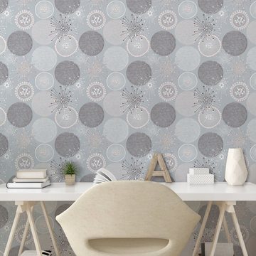 Abakuhaus Vinyltapete selbstklebendes Wohnzimmer Küchenakzent, Abstrakt Circular Pastell Shapes