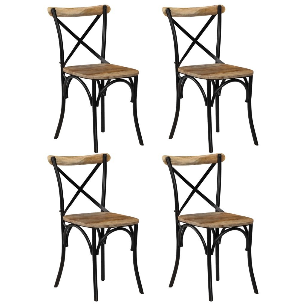furnicato Esszimmerstuhl Esszimmerstühle 4 Stk. Schwarz Massivholz (4 St)