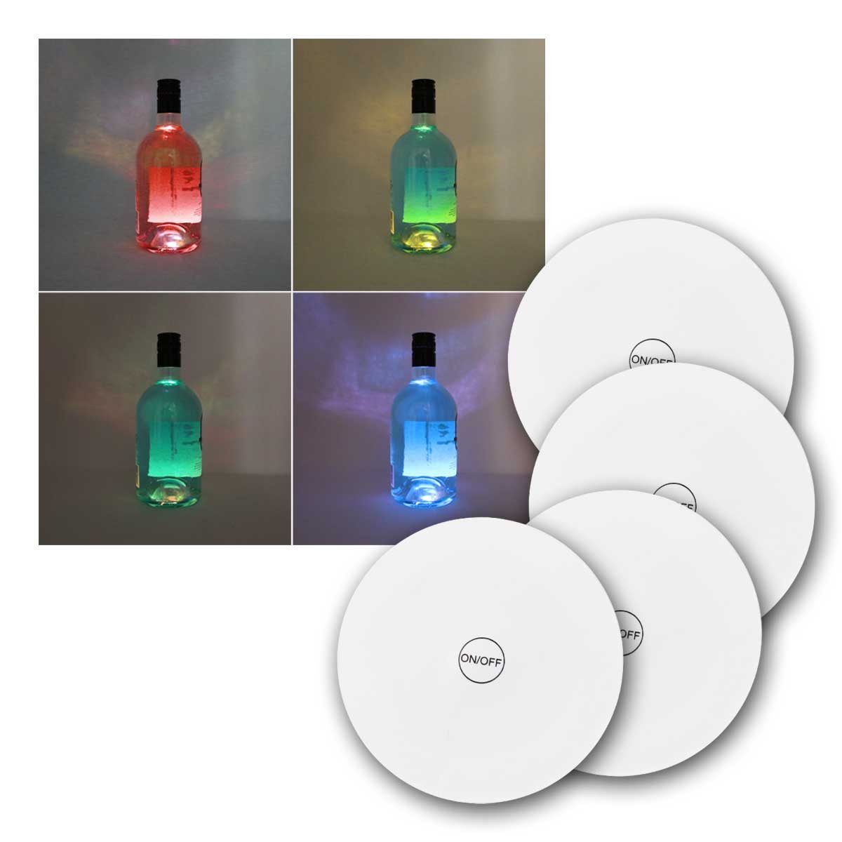 Sintron LED Flaschenbeleuchtung, 50mm, 4er Set, bunt blink Knopfzelle