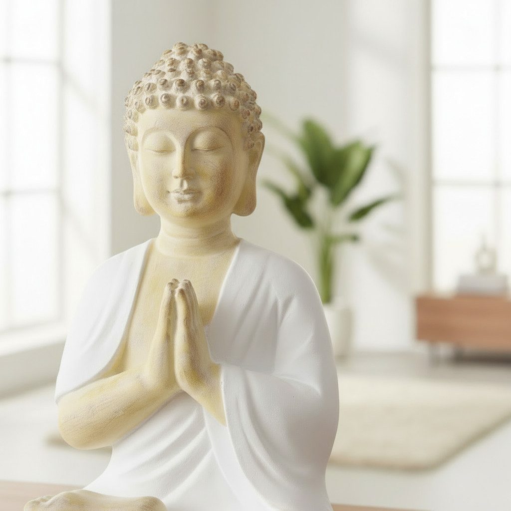 MF Buddhafigur Buddha Skulptur Samudra Weiss Beige 50cm (1 St)