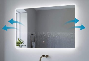 AQUABATOS Badspiegel LED Badspiegel mit Beleuchtung Badezimmerspiegel Beleuchtet, Dimmbar, Kaltweiß 6400K, Touch Schalter, Antibeschlag, Energiesparend