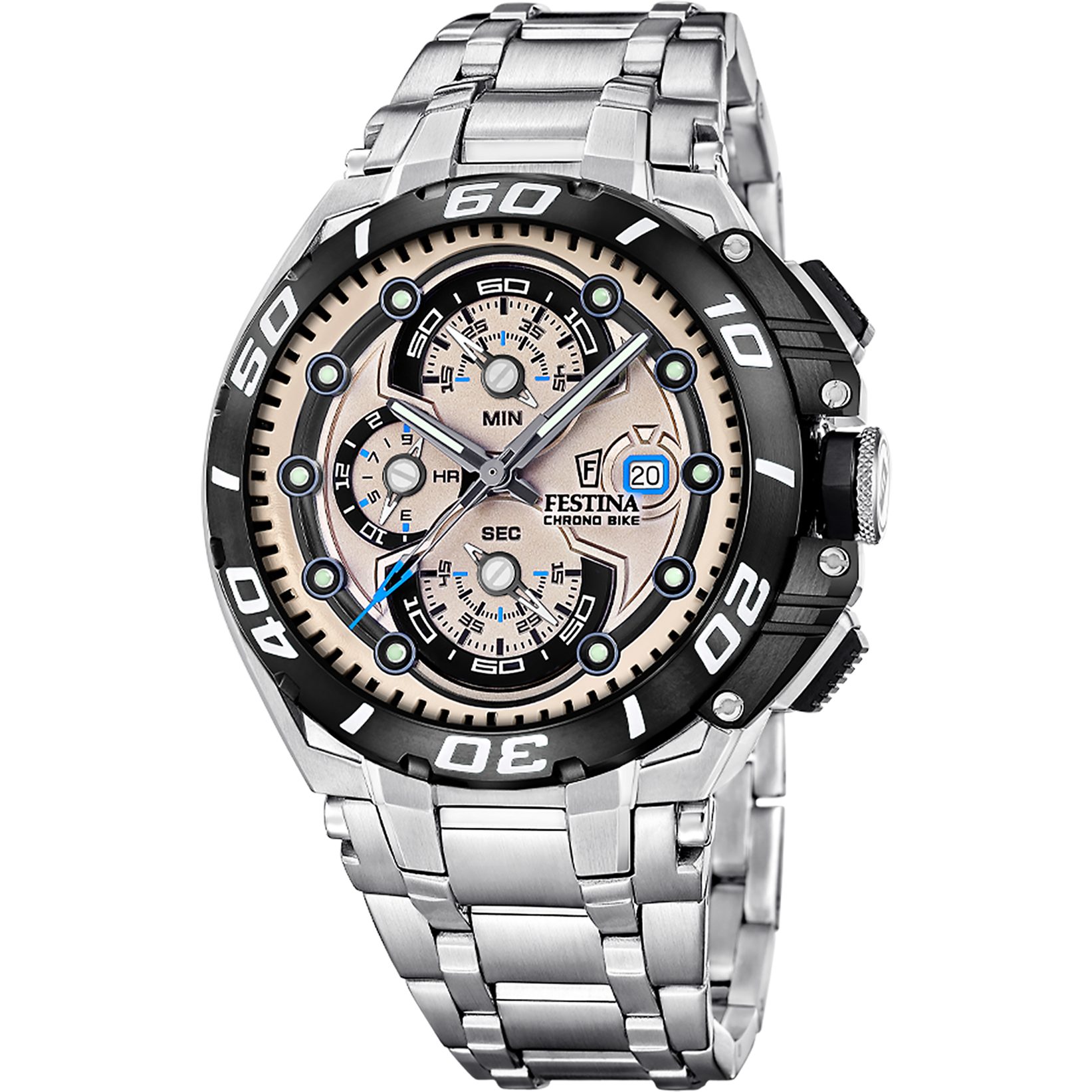 Festina Chronograph Chrono Bike F20754_2, Quarzuhr, Armbanduhr, Herrenuhr, Edelstahlarmband, analog, Tag
