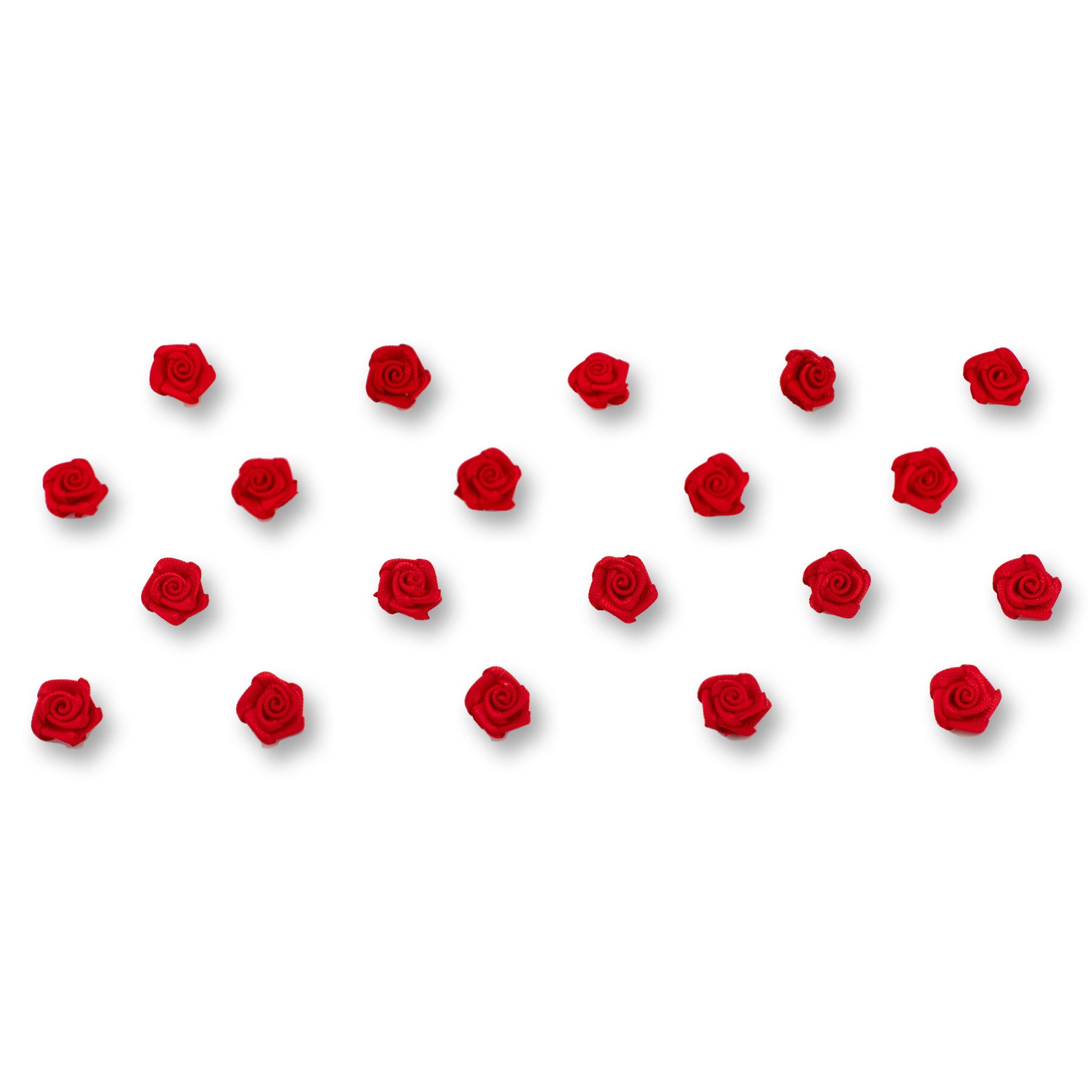 Creativery Streudeko, Satinrosen 10mm zum Basteln & Aufnähen 20 Stück Rot