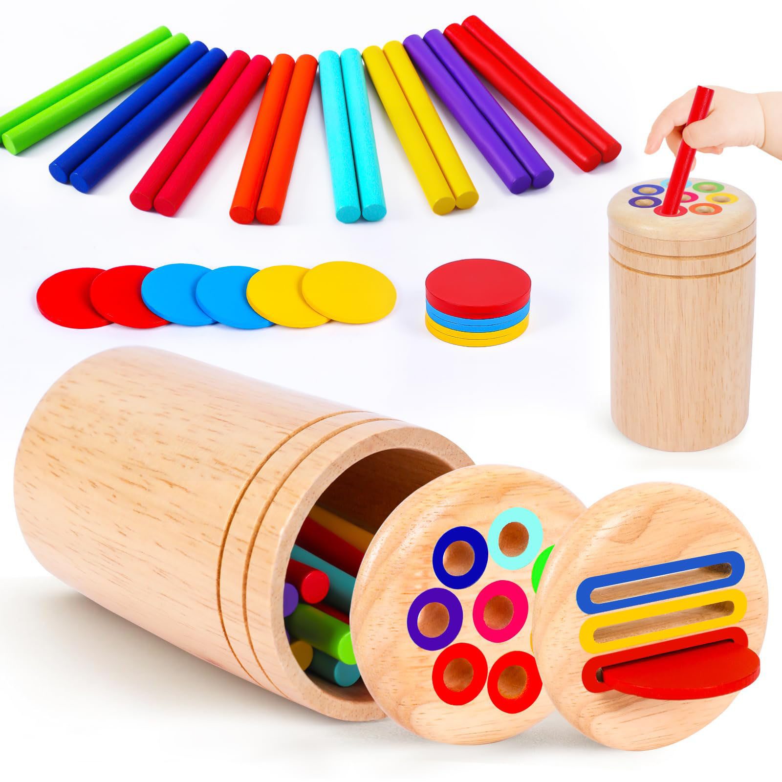 Flintry Lernspielzeug Montessori Spielzeug,Farbe Sortierspiel, Sensorik Spielzeug Motorikspielzeug Holzspielzeug