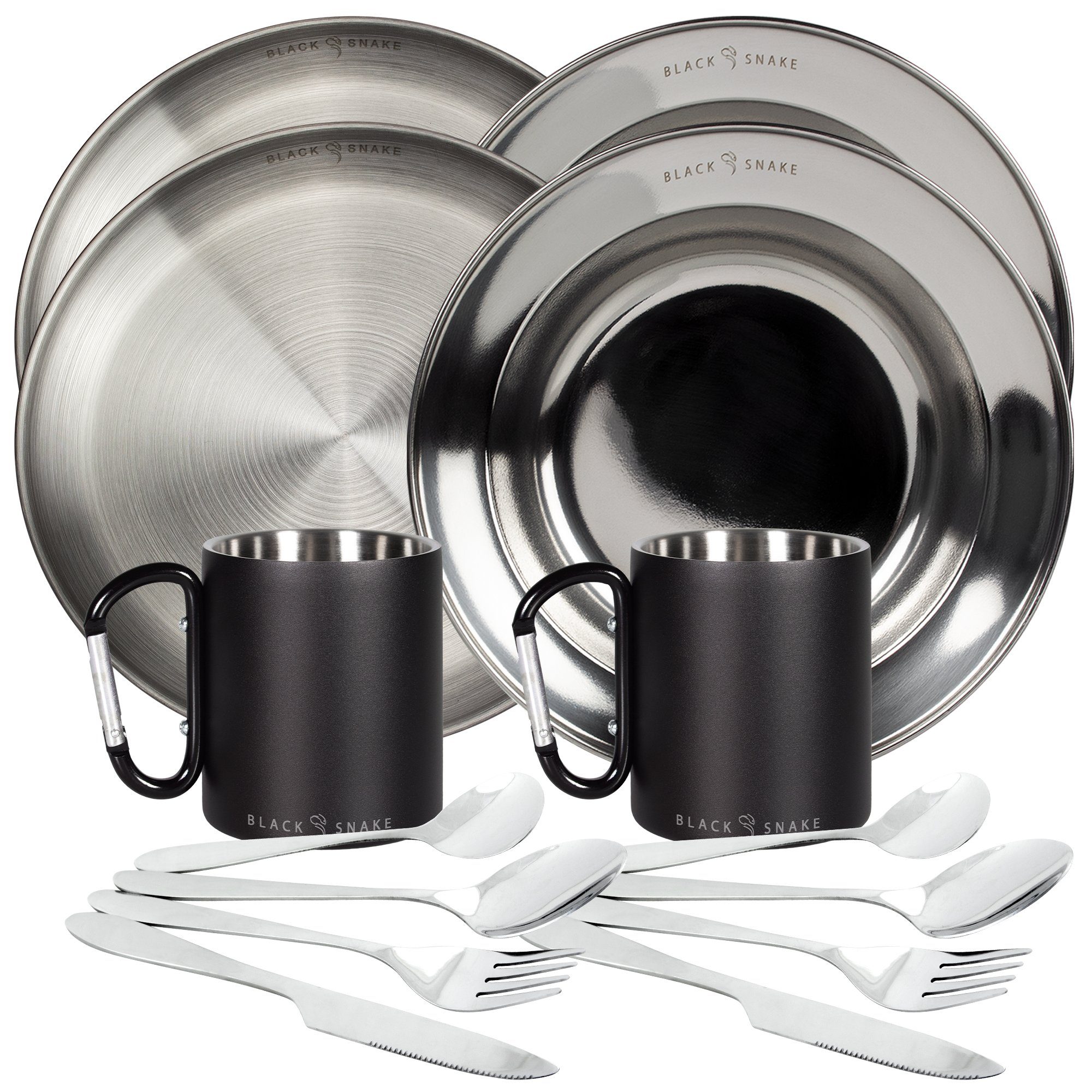 Geschirr-Set Karabiner Haken Tasse mit Besteck und Teller Set