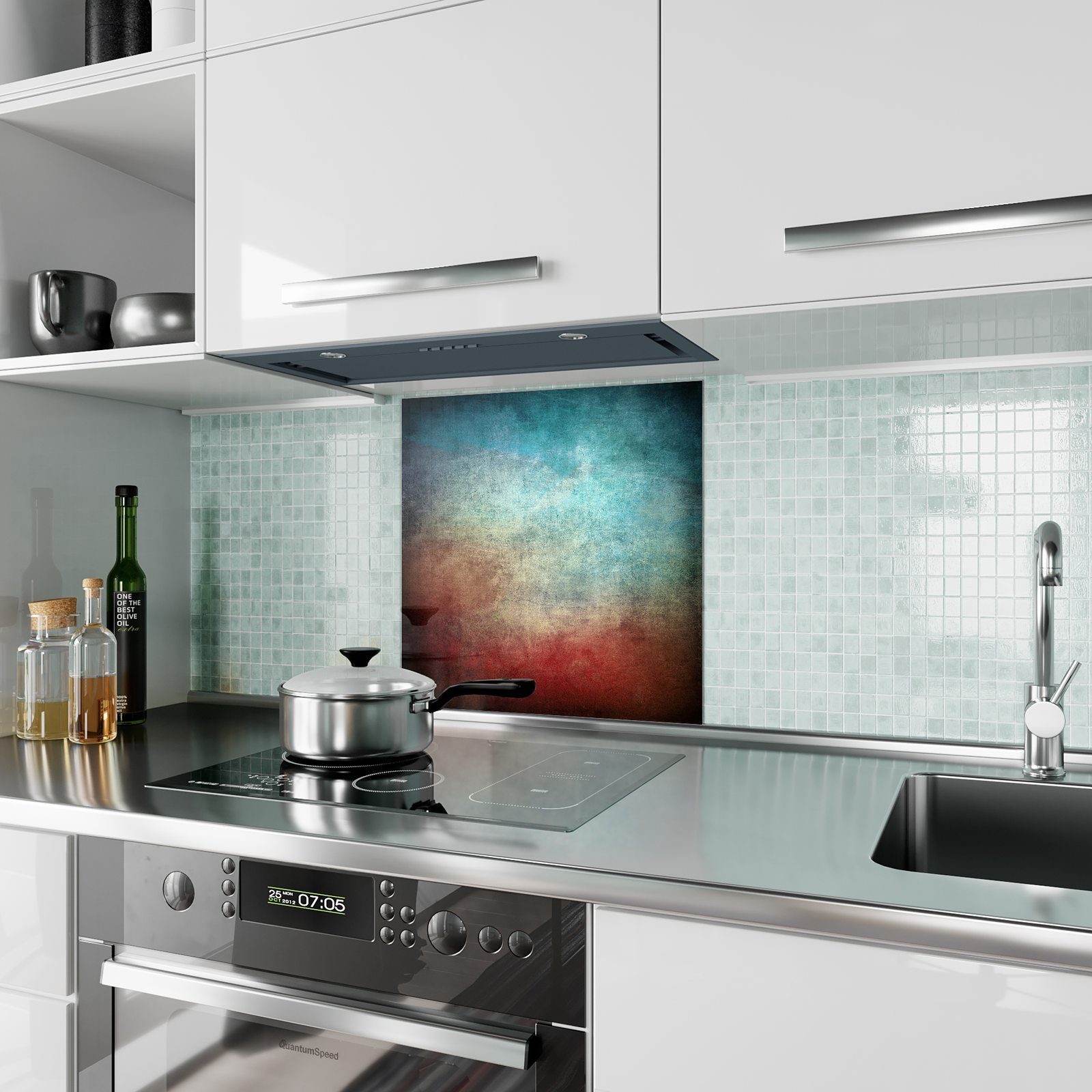 Primedeco Küchenrückwand Spritzschutz Glas farbig Zerkratze Oberfläche