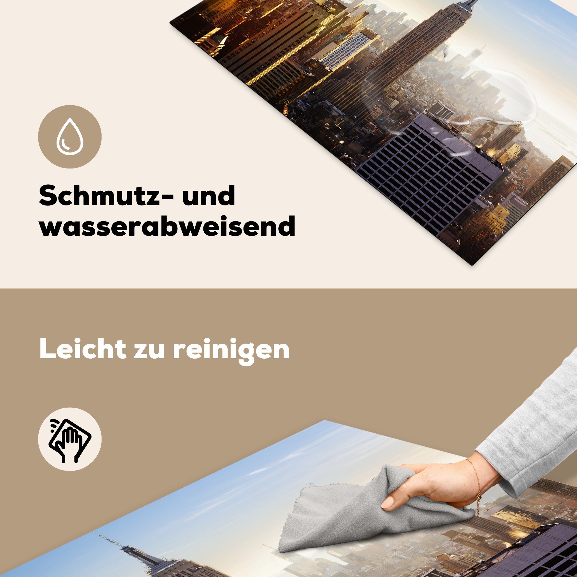 Arbeitsfläche Architektur York New Mobile MuchoWow tlg), (1 - 78x52 Vinyl, nutzbar, Ceranfeldabdeckung - Herdblende-/Abdeckplatte Himmel, cm,