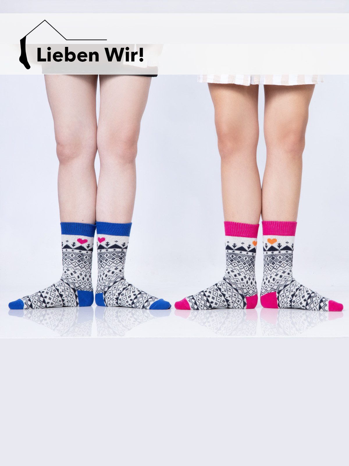 HomeOfSocks Socken Bunte Casual Socken aus Baumwolle Herz Muster Bunte Socken Jacquard Muster 90% Baumwolle