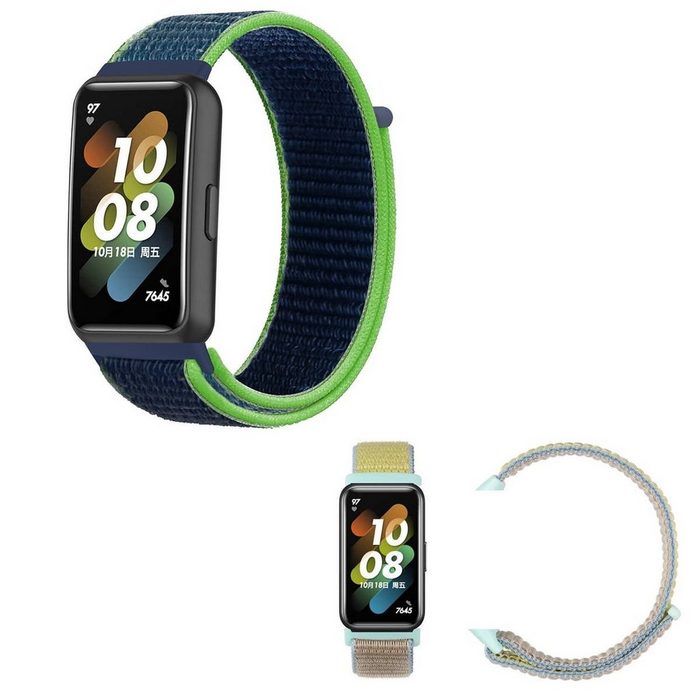 Wigento Smartwatch-Armband Für Huawei Band 7 / Honor Band 7 Uhr Watch Nylon Klettverschluss Armband Ersatz Sport Arm Band Muster 5
