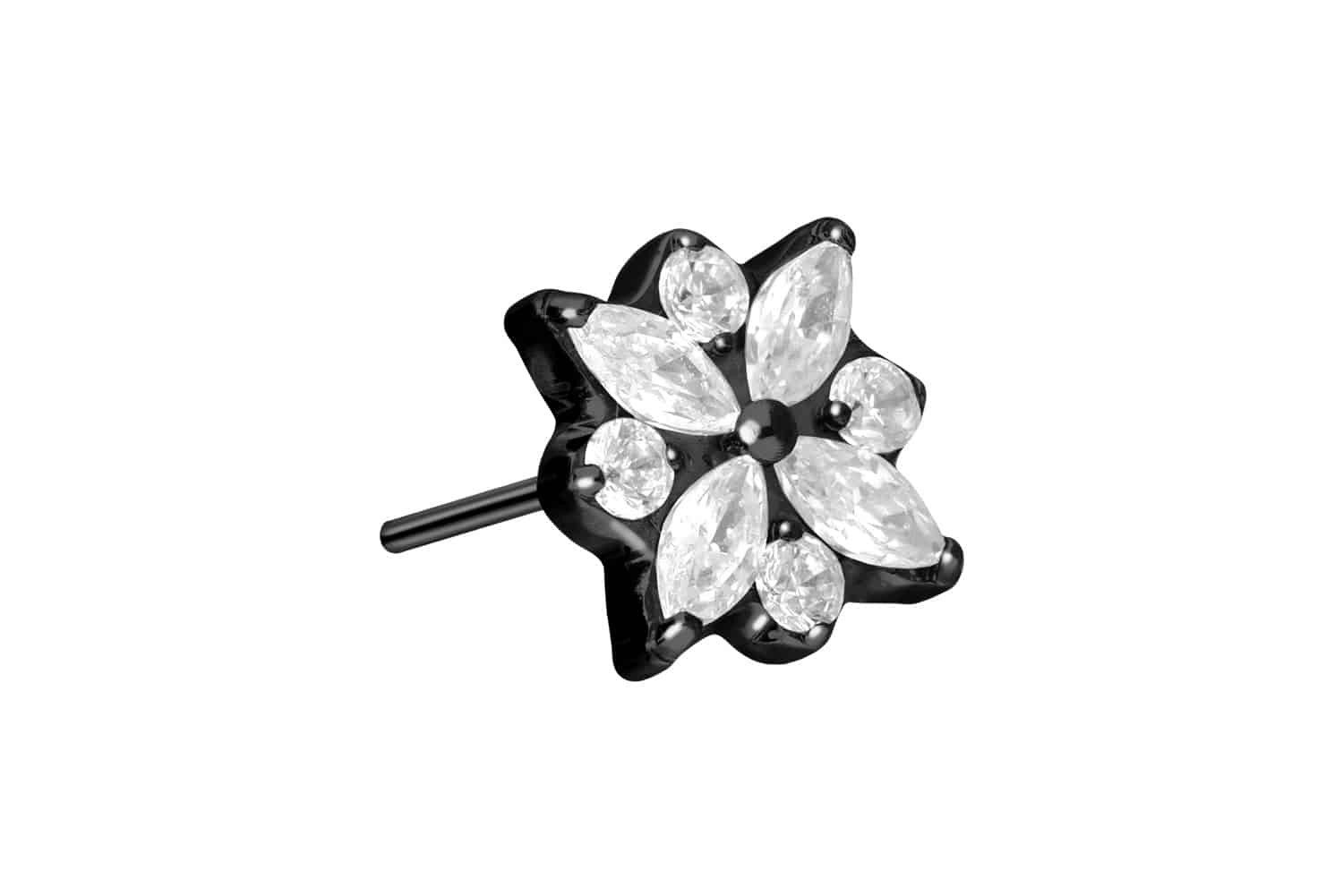 Piercing-Set Titan Aufsatz mit Push Pin KRISTALLBLUME