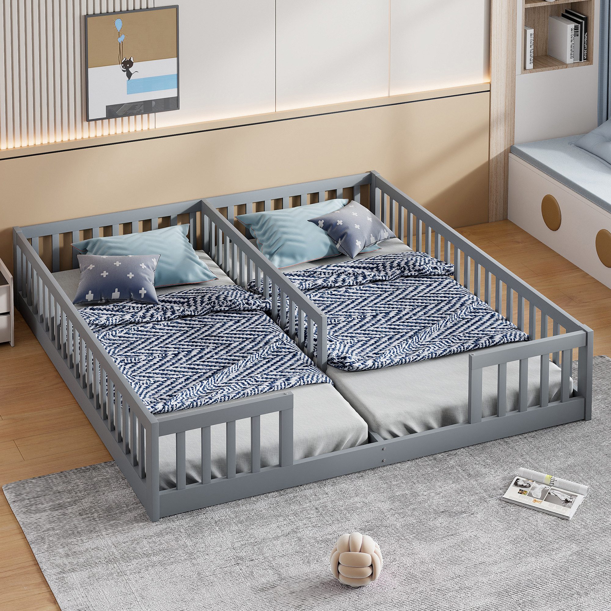 Flieks Massivholzbett, Kinderbett Einzelbett*2 90x200cm*2 für günstig online kaufen