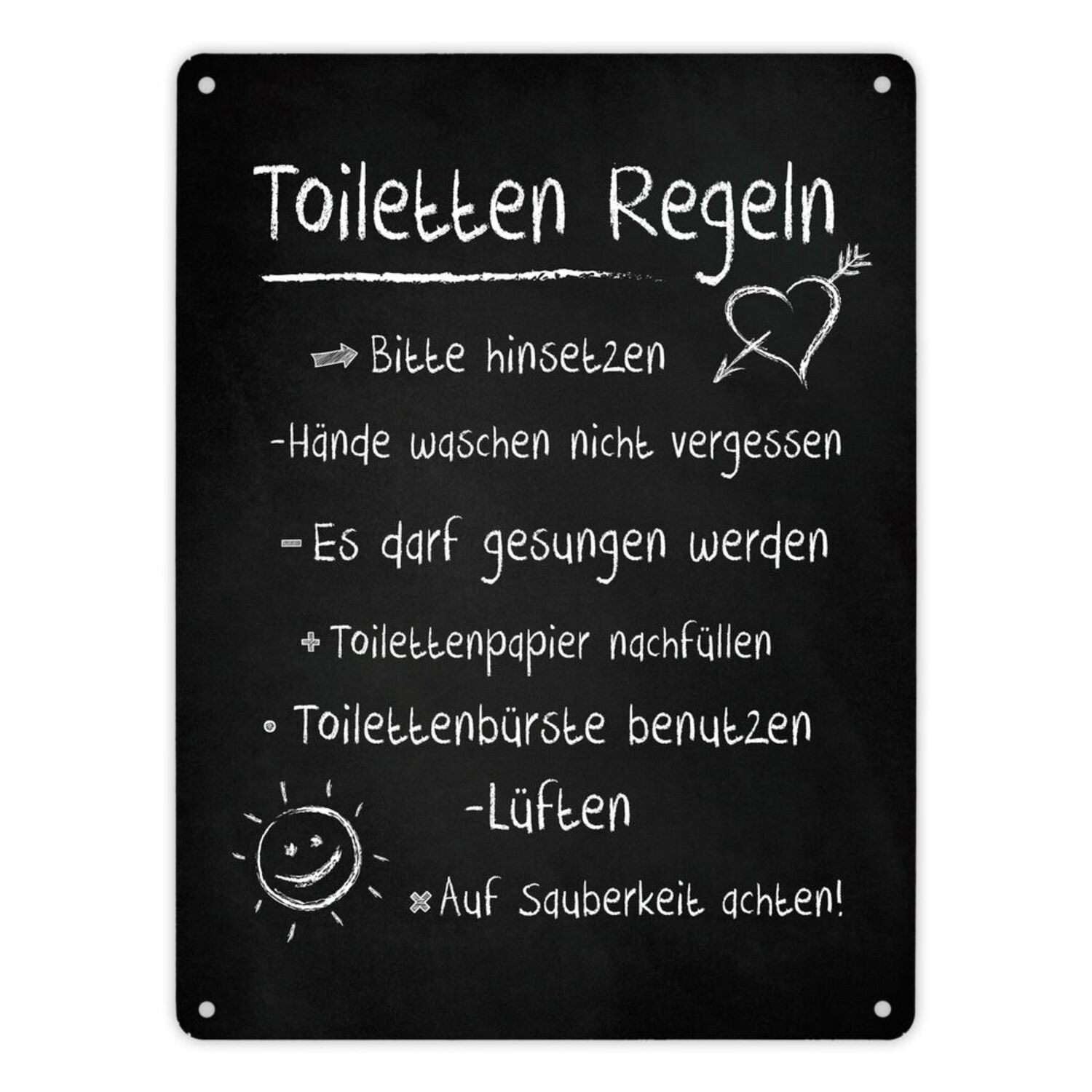 speecheese Metallschild Metallschild XL mit Spruch: Toilettenregeln Schild günstig online kaufen