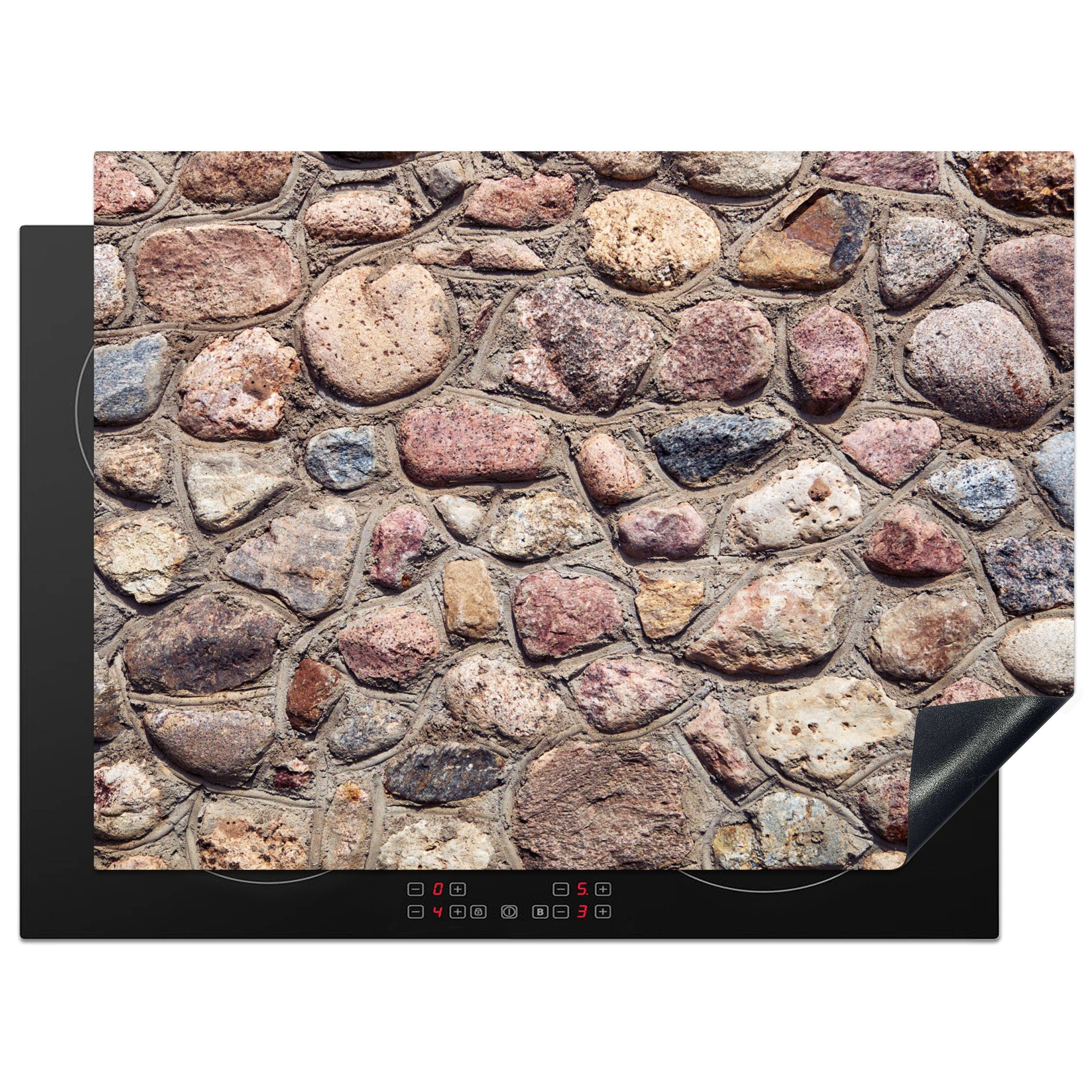 MuchoWow Herdblende-/Abdeckplatte Mauer - Felsen - Mauerwerk, Vinyl, (1 tlg), 70x52 cm, Mobile Arbeitsfläche nutzbar, Ceranfeldabdeckung