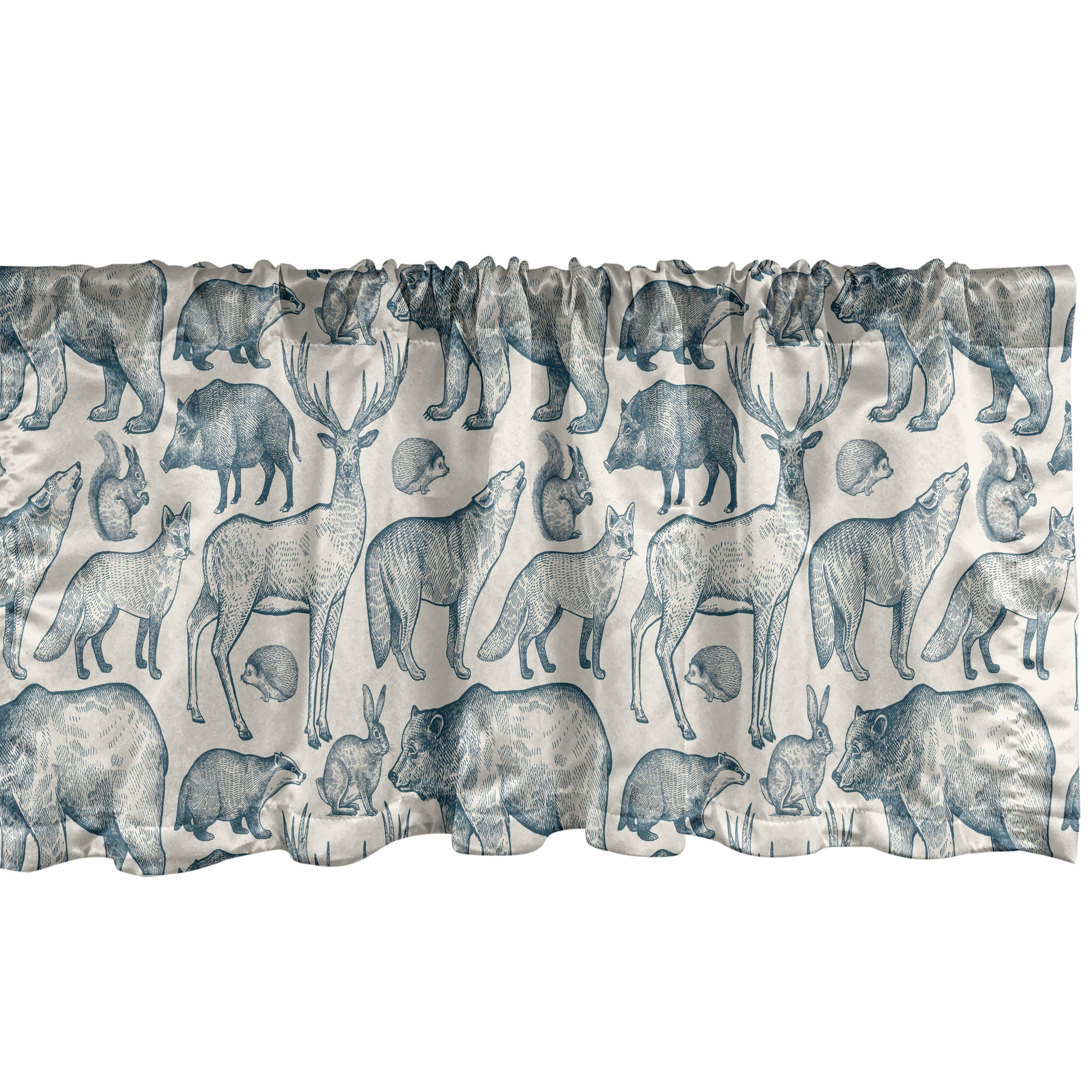 Scheibengardine Vorhang Volant für Küche Schlafzimmer Dekor mit Stangentasche, Abakuhaus, Microfaser, Tier Sketch von Wild Pig Bären