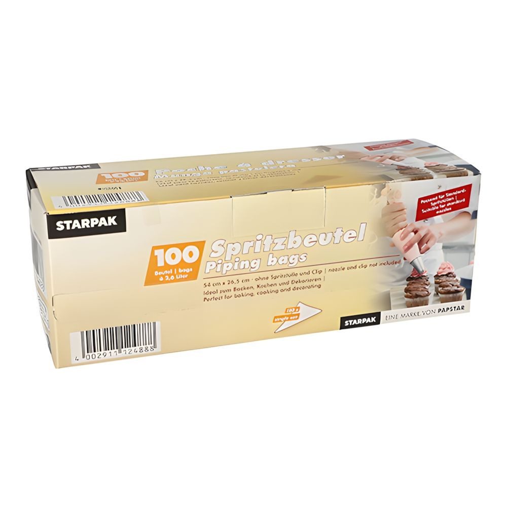 PAPSTAR Spritzbeutel Spritzbeutel 2,6 l 54 cm x 26,5 cm transparent 100 Stk