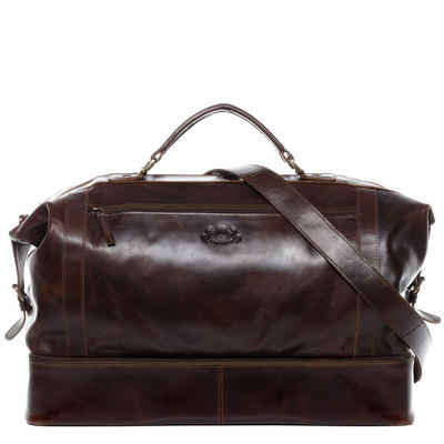 SID & VAIN Reisetasche Leder Weekender Unisex KINGSTON, Echtleder Reisegepäck für Damen & Herren, Sporttasche XL braun-cognac