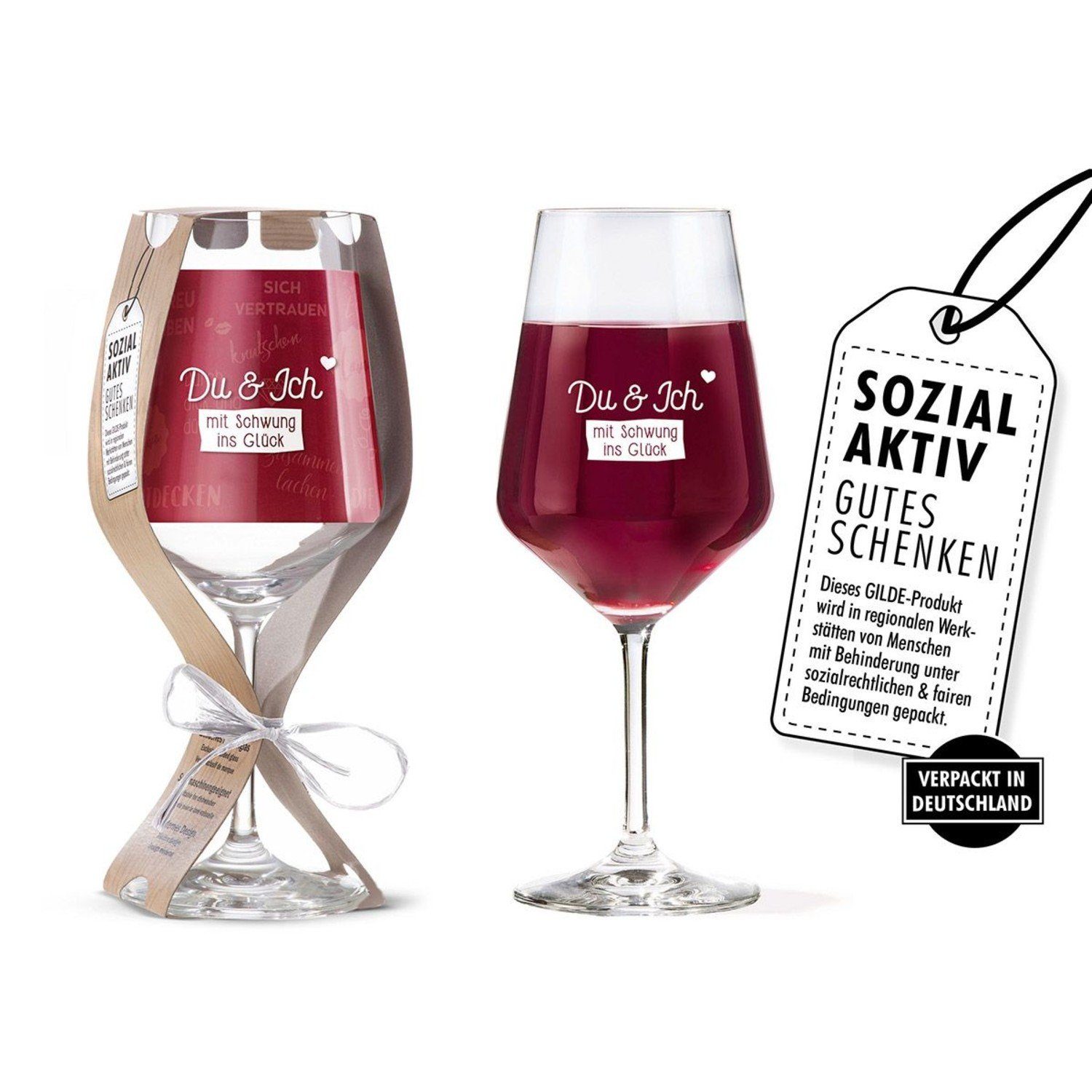 Rotweinglas Glas Weinglas 'Du & Ich mit...' 500ml